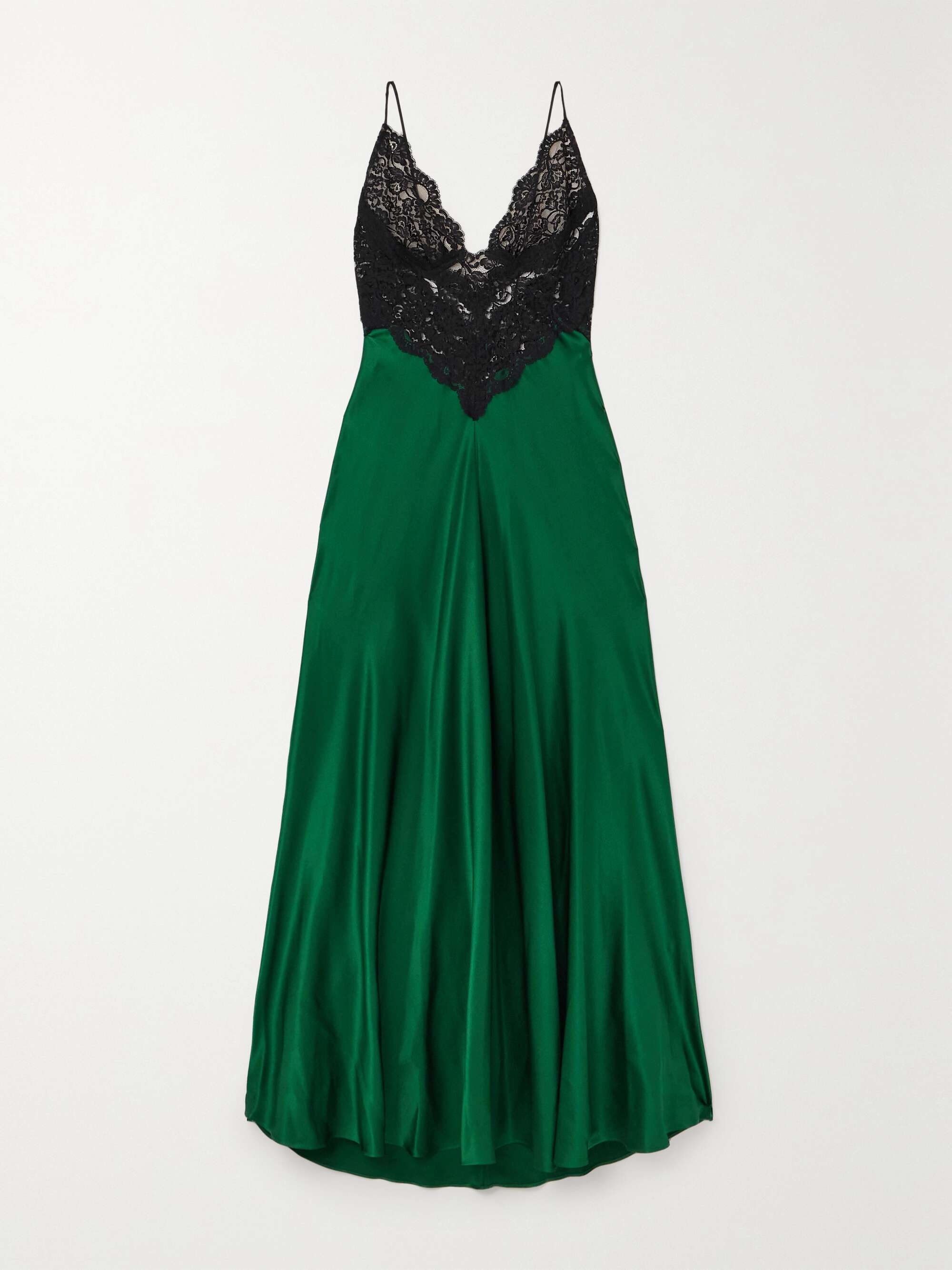 Robe longue en satin de soie et en dentelle de coton m lang