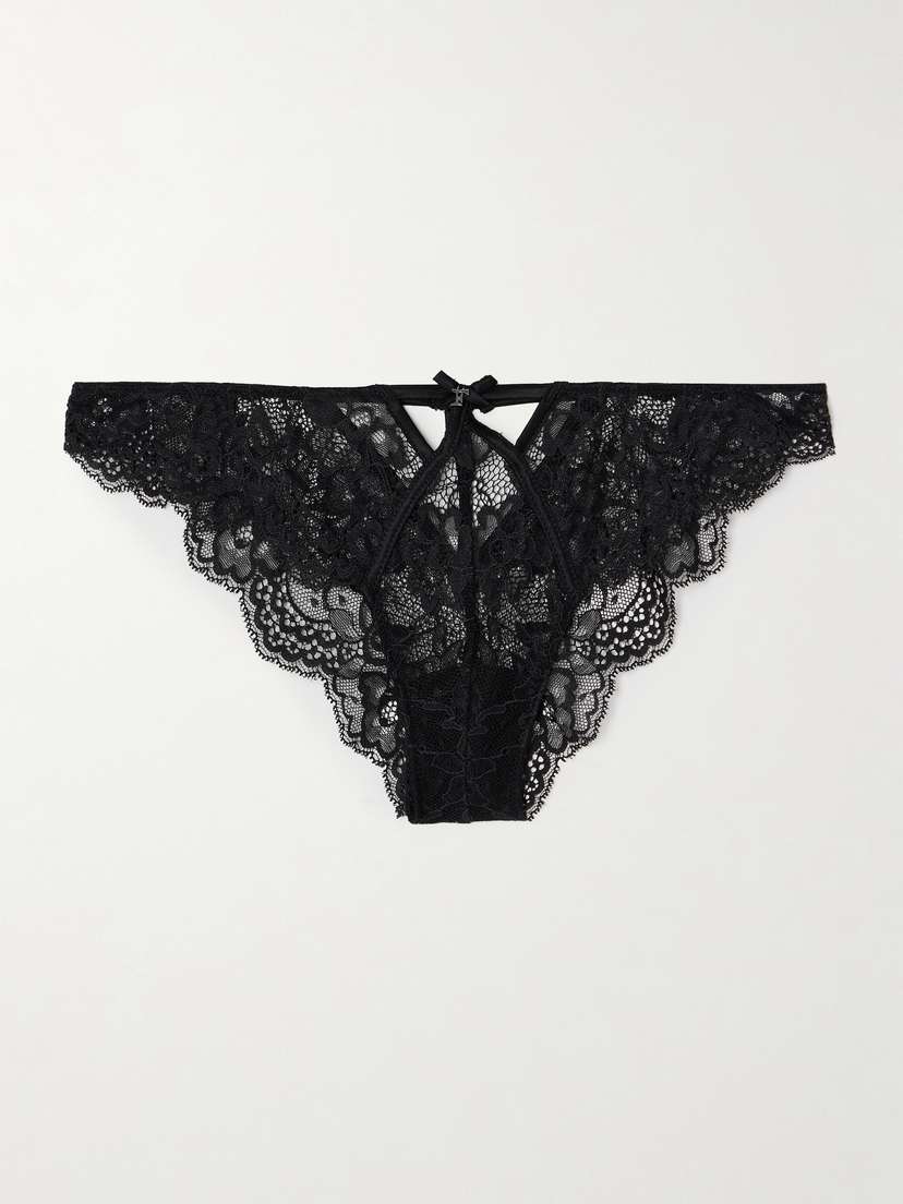Fleur du Mal Naomi Cutout Silk-blend Satin-trimmed Stretch-lace Briefs
