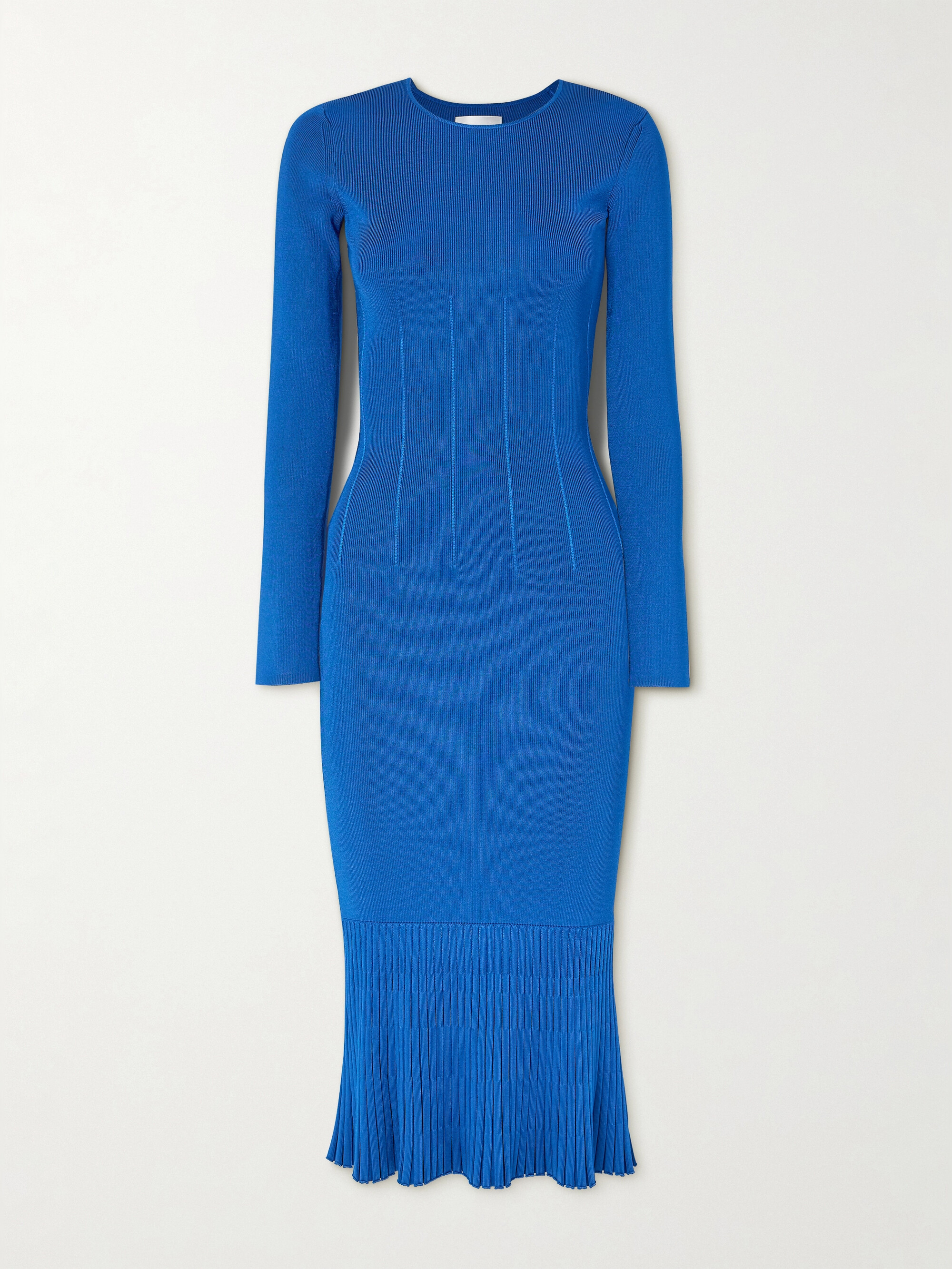 Galvan Atalanta pleated ribbed-knit midi dress thumbnail