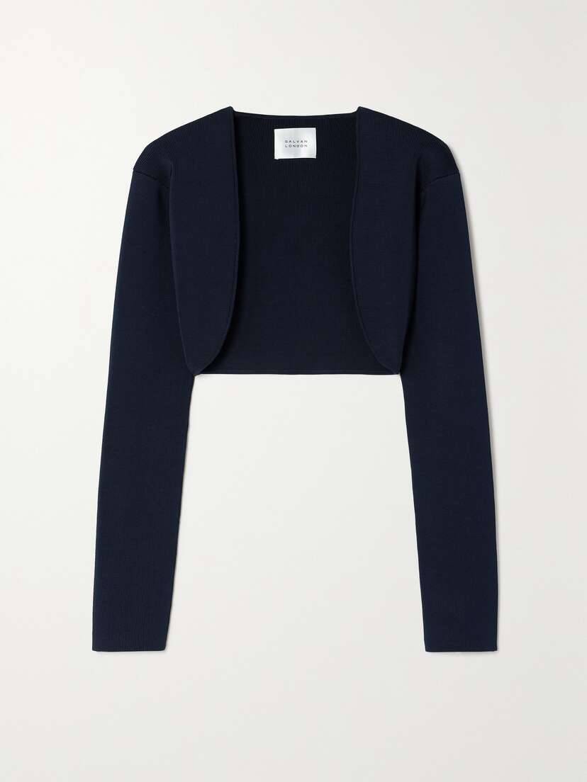 Galvan Atalanta Cropped Ribbed Stretch-knit Cardigan