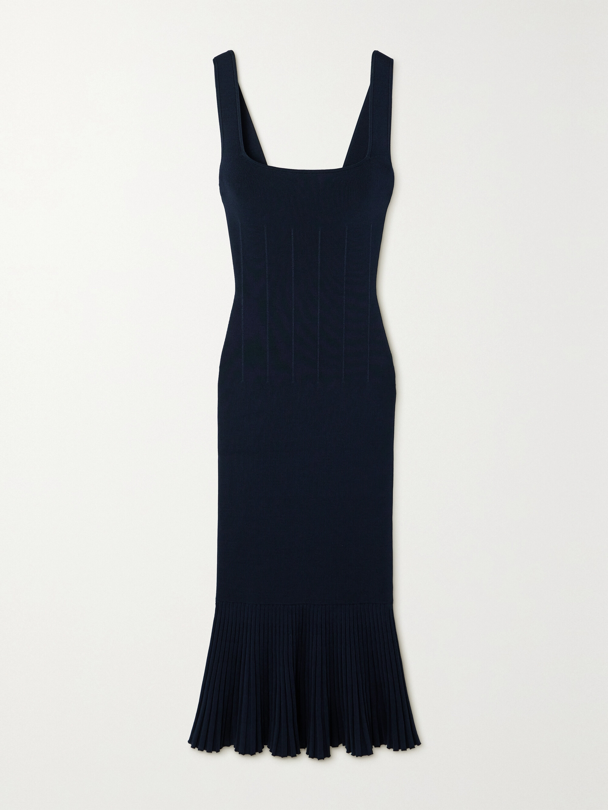 Galvan Atalanta pleated ribbed stretch-knit midi dress thumbnail