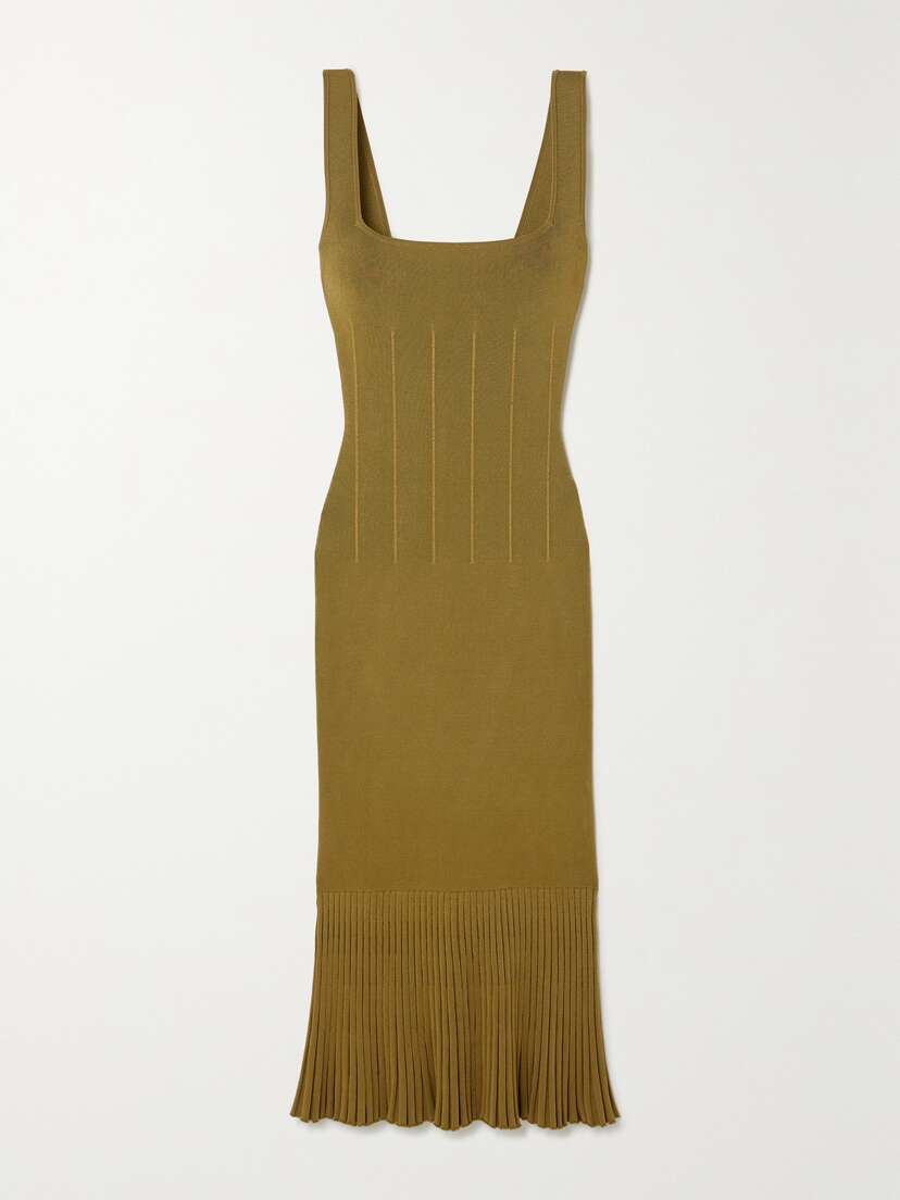 Galvan Atalanta Pleated Metallic Stretch-knit Midi Dress - x large