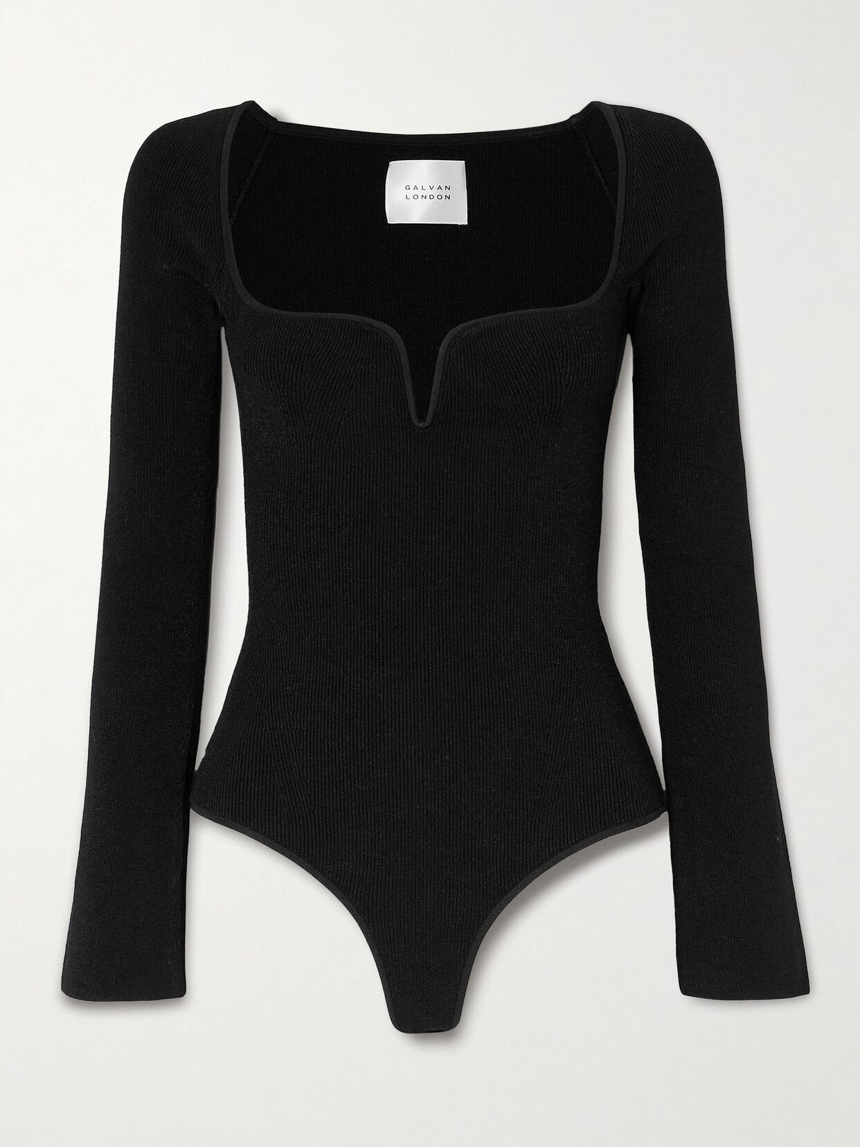 Galvan Gaia Ribbed-knit Bodysuit In Black