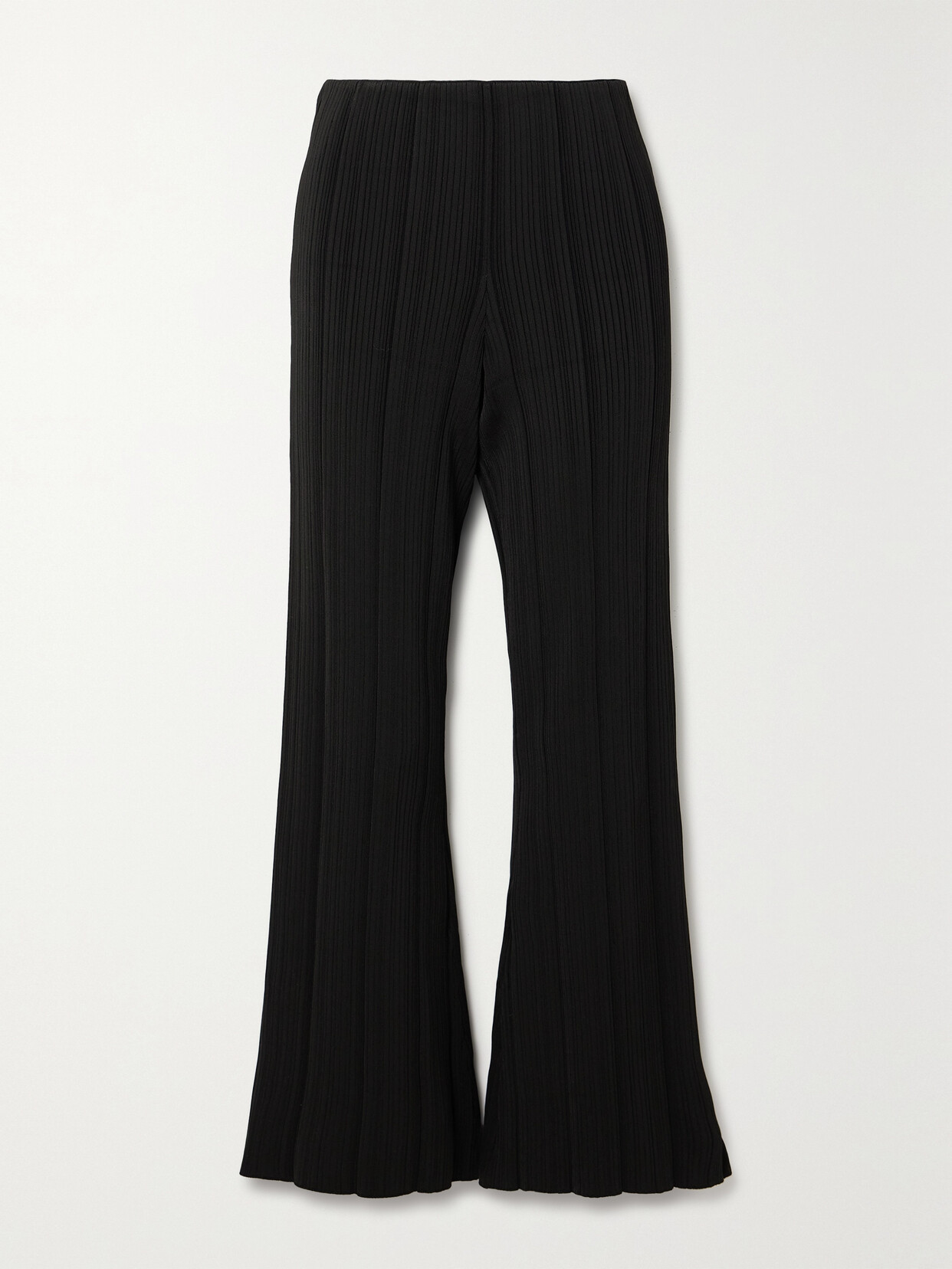 Galvan Dawn Ribbed-knit Wide-leg Pants In Black