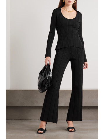 Galvan Dawn ribbed-knit wide-leg pants