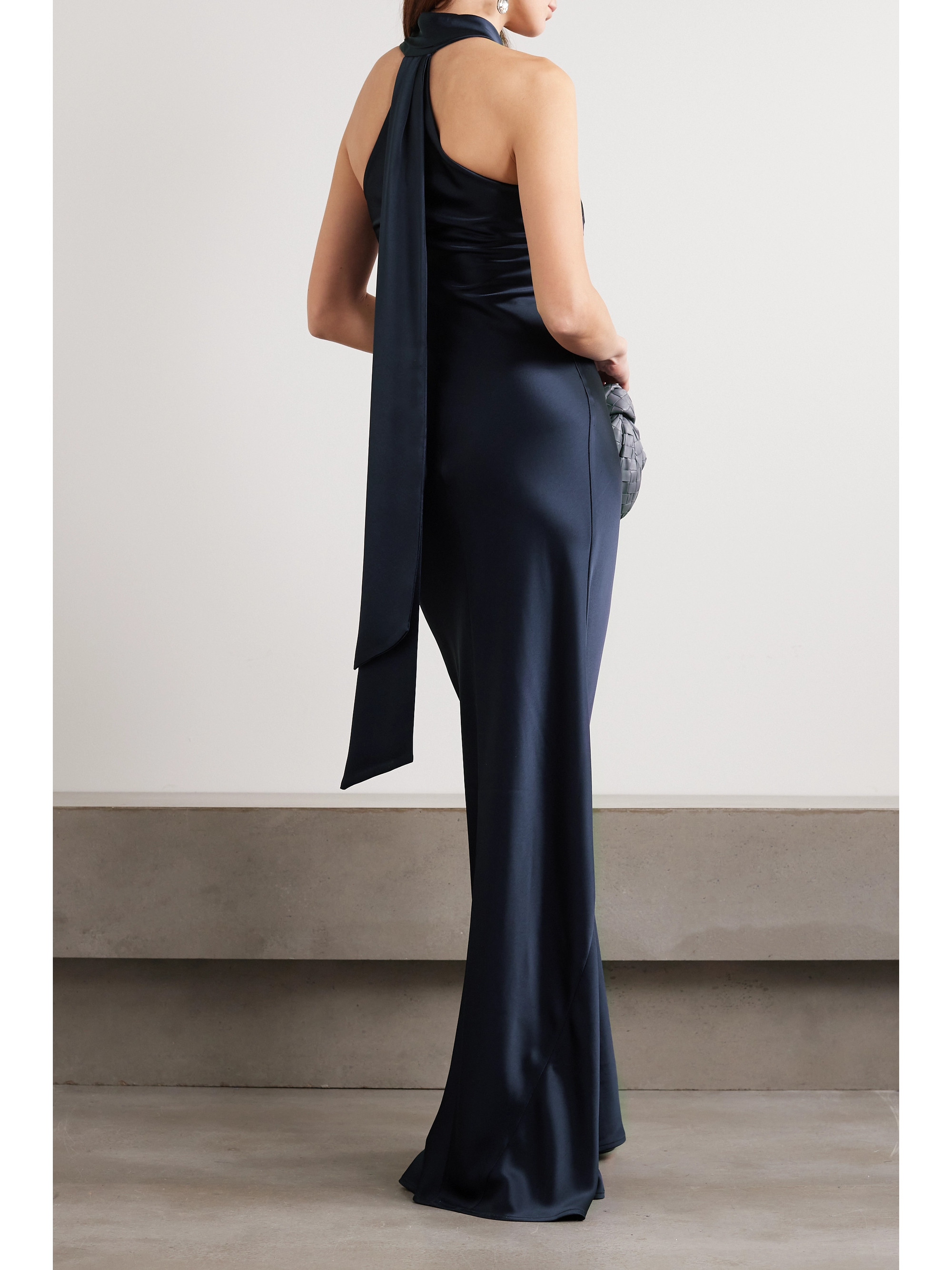 Galvan + NET SUSTAIN Pandora satin halterneck gown