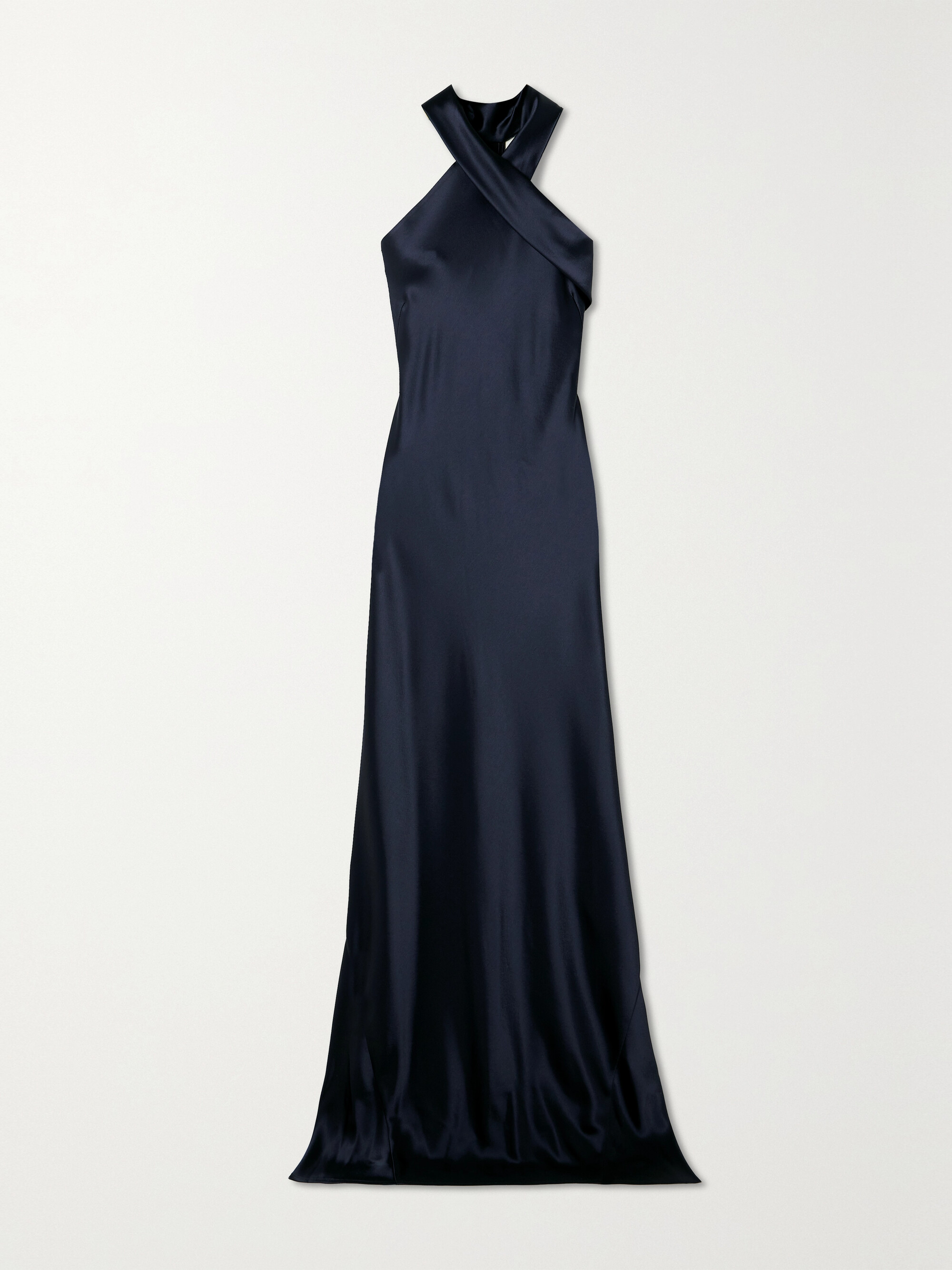 Galvan + NET SUSTAIN Pandora satin halterneck gown