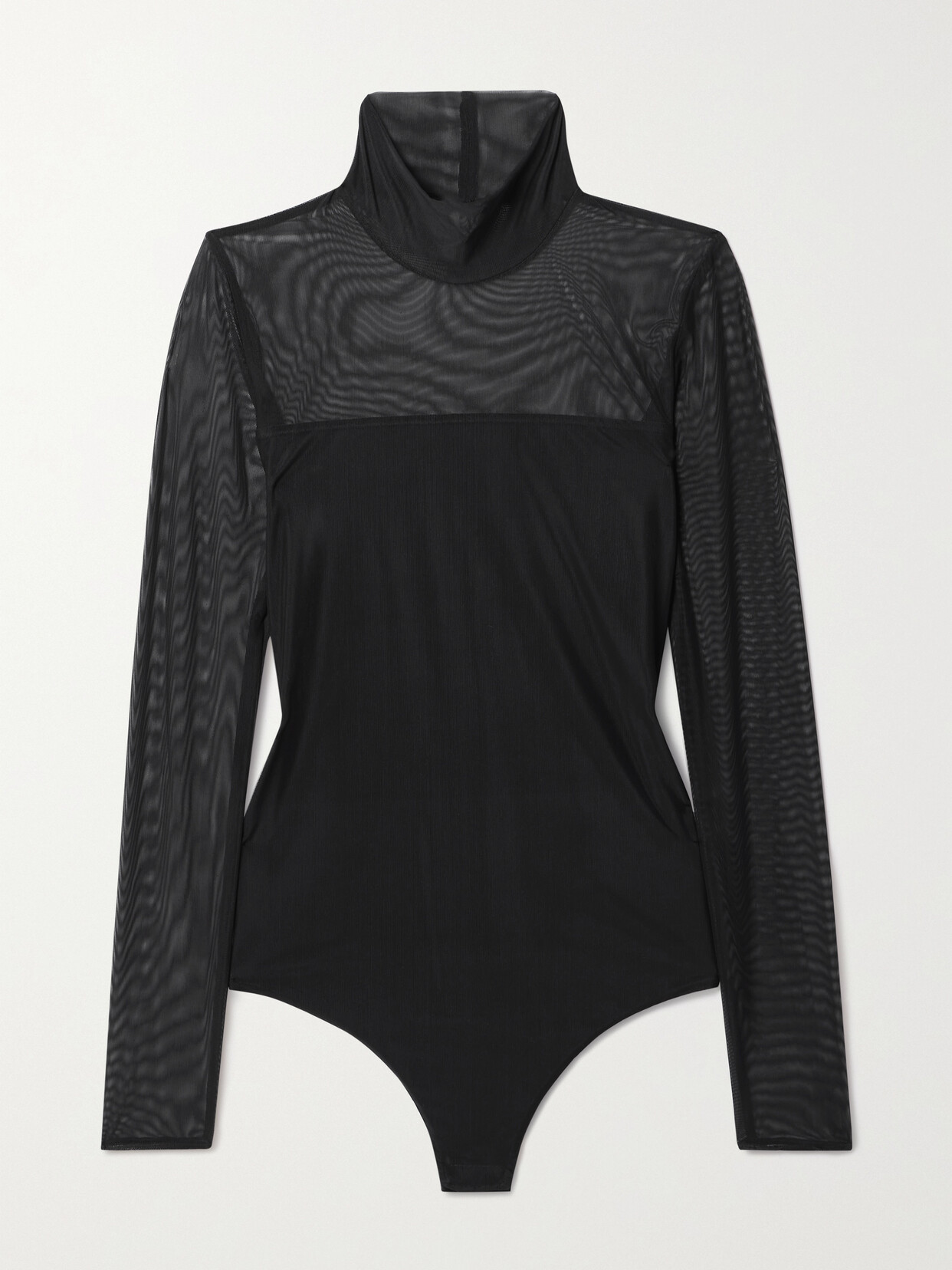 Commando Stretch-mesh And Jersey Bodysuit In Black