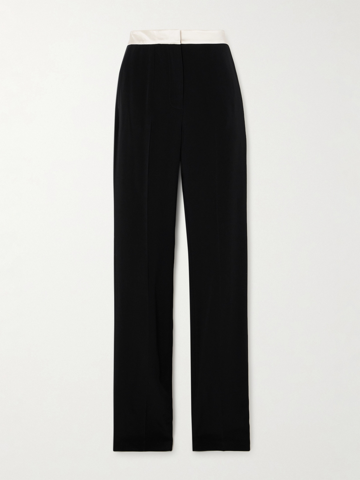 Galvan Zengel Satin-trimmed Grain De Poudre Straight-leg Pants - Black