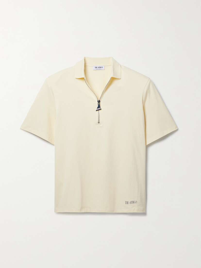 The Attico Half-zip Cotton-jersey T-shirt