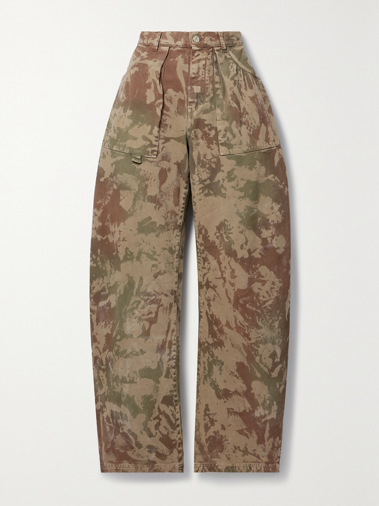 The Attico - Effie Camouflage-print Cotton-twill Wide-leg Pants - Brown