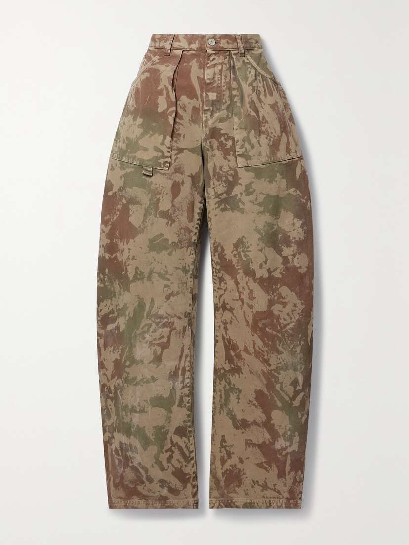 The Attico Effie Camouflage-print Cotton-twill Wide-leg Pants