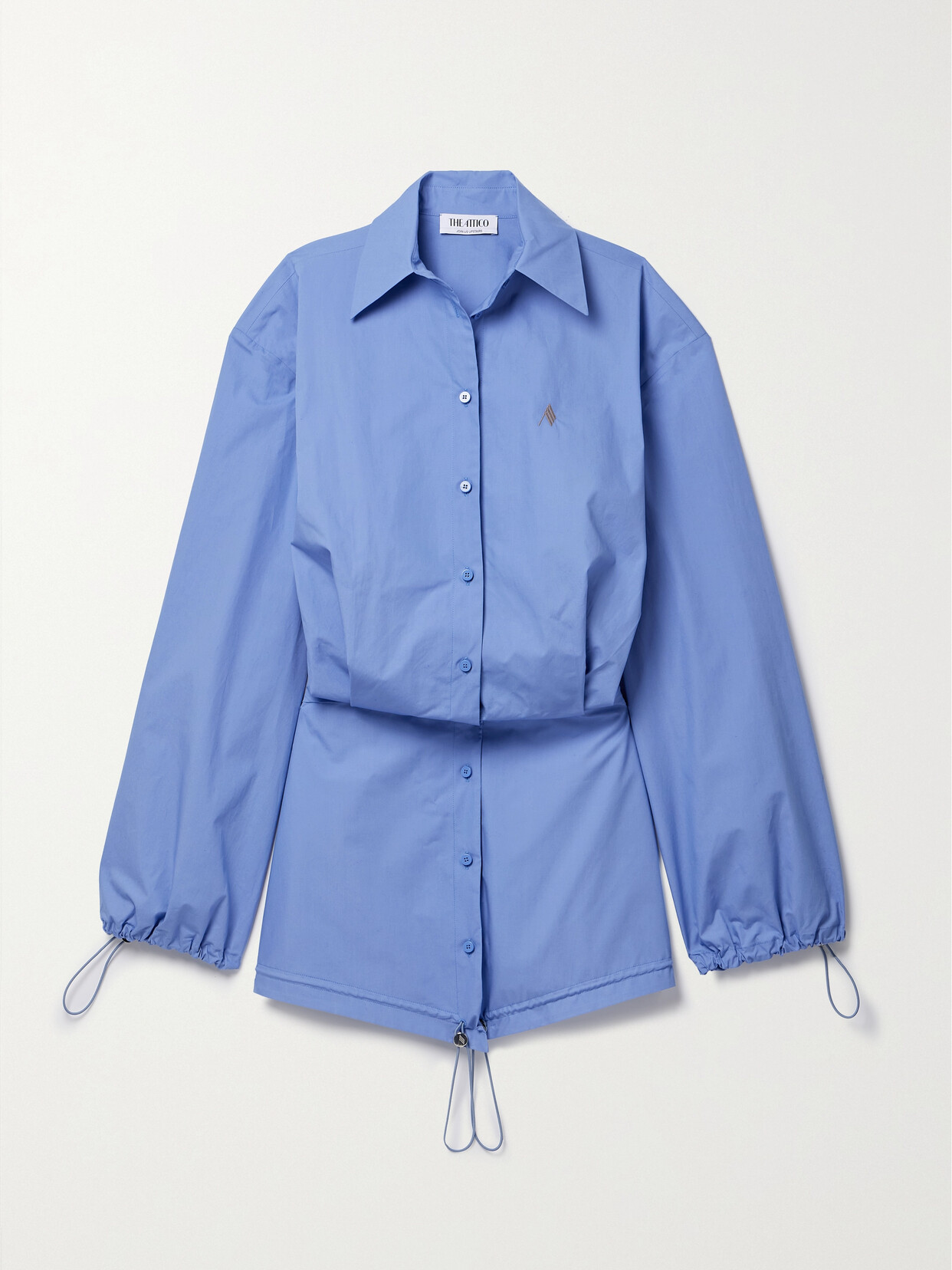 The Attico Cotton-poplin Mini Dress - Blue