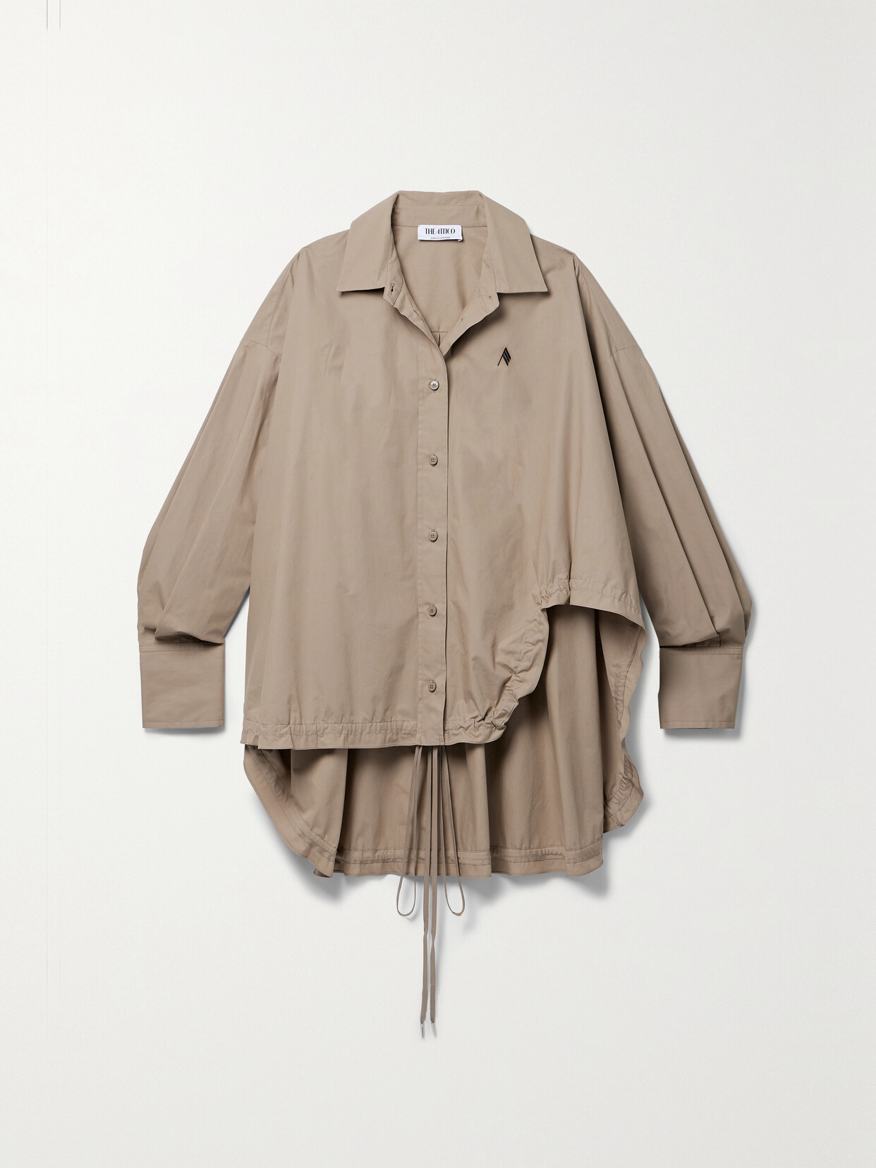 Attico Oversized Embroidered Poplin Shirt In Brown