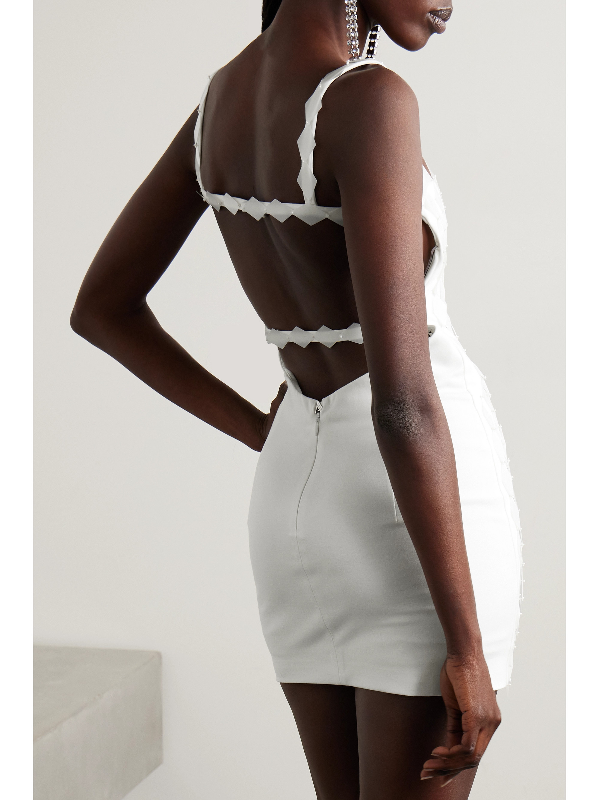 THE ATTICO Rue open-back embellished jersey mini dress