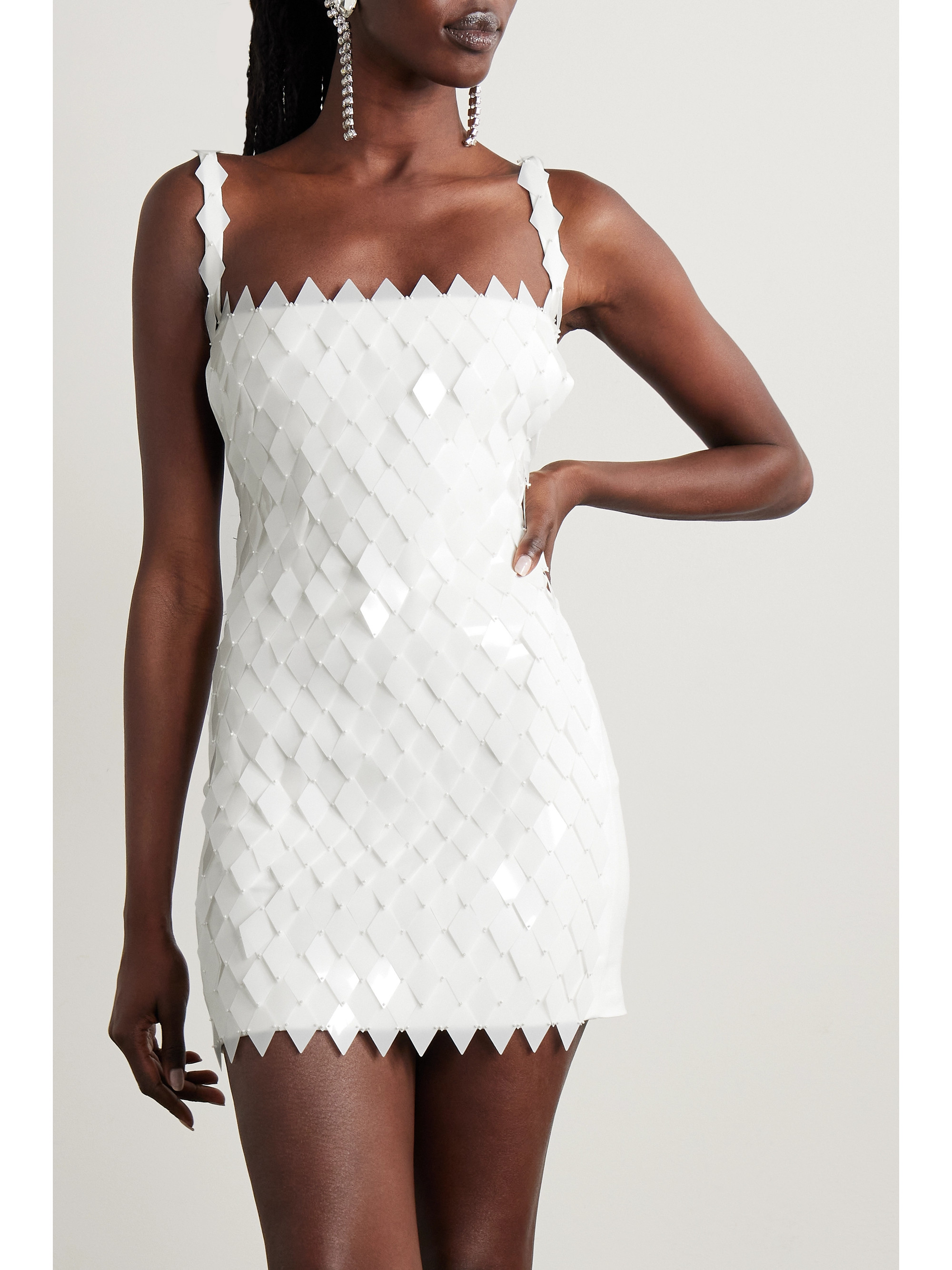 THE ATTICO Rue open-back embellished jersey mini dress