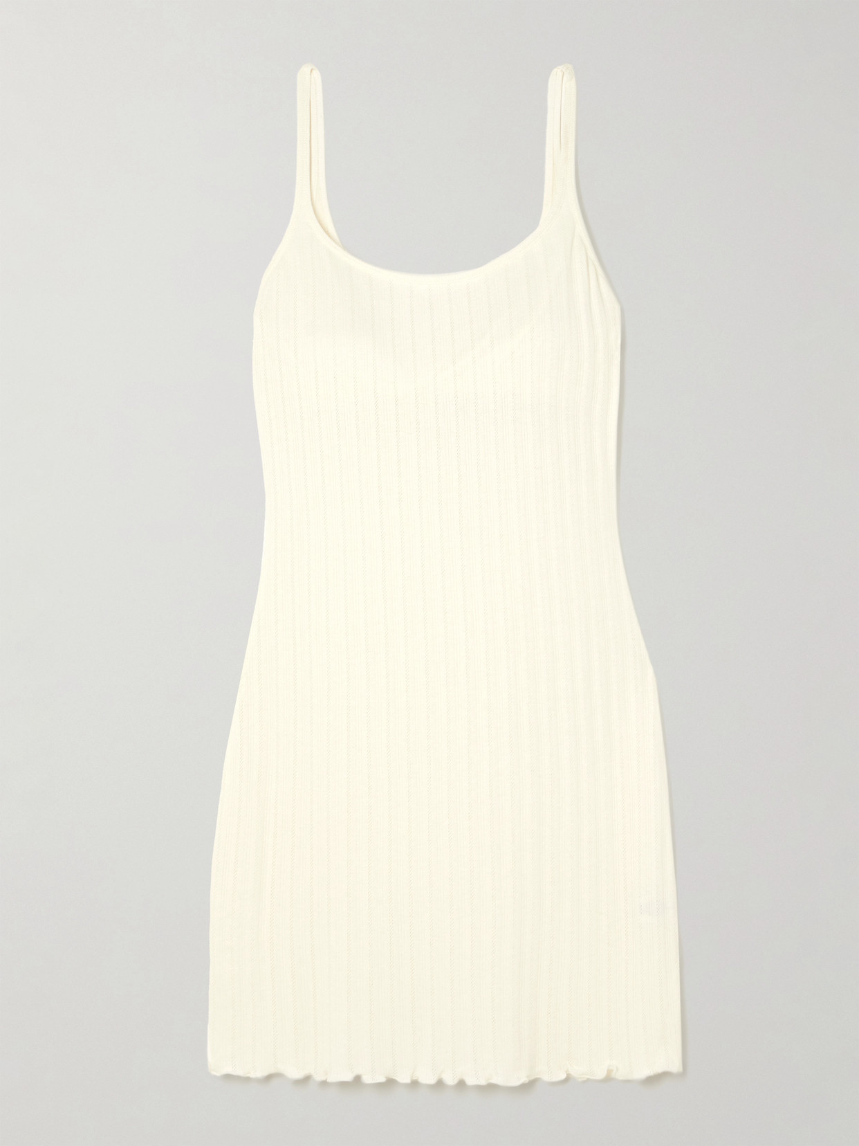 Eberjey Ribbed Pointelle-knit Pima Cotton And Tencel™ Modal-blend Chemise In White