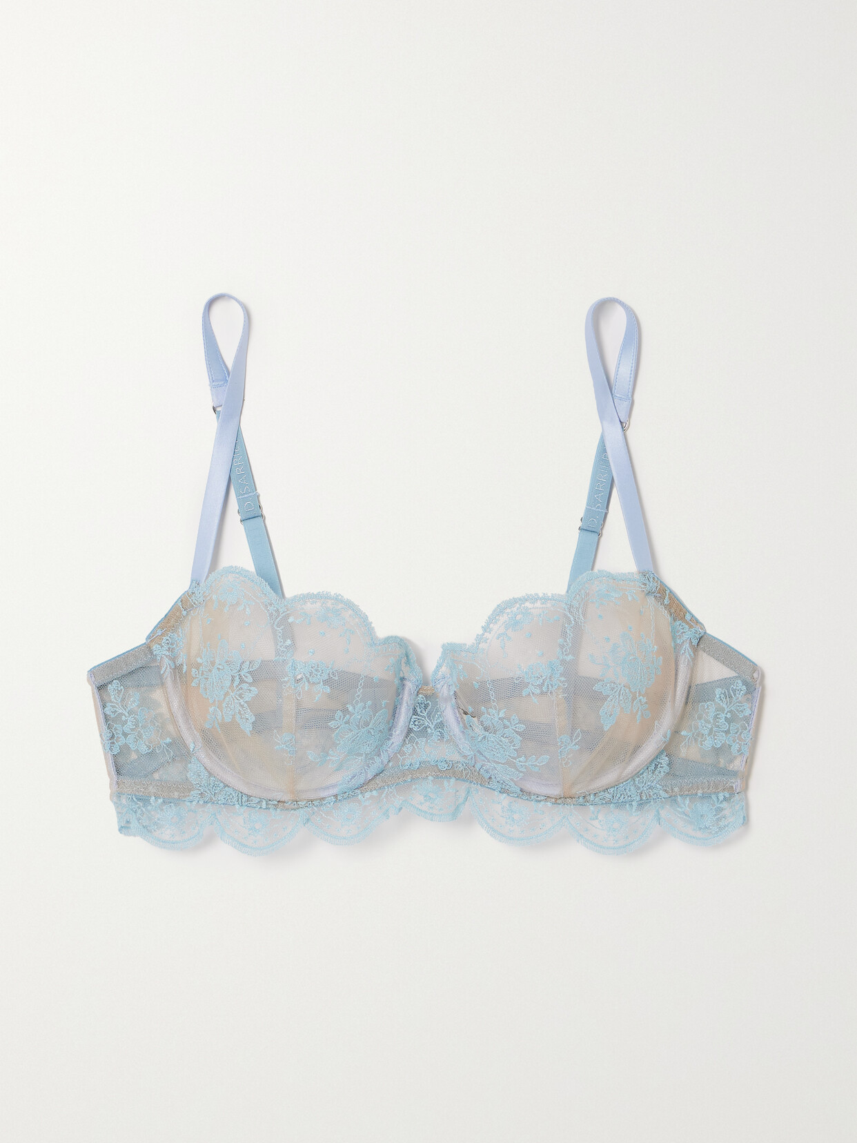 Id Sarrieri + Net Sustain La Boheme Embroidered Tulle Underwired Bra In Blue