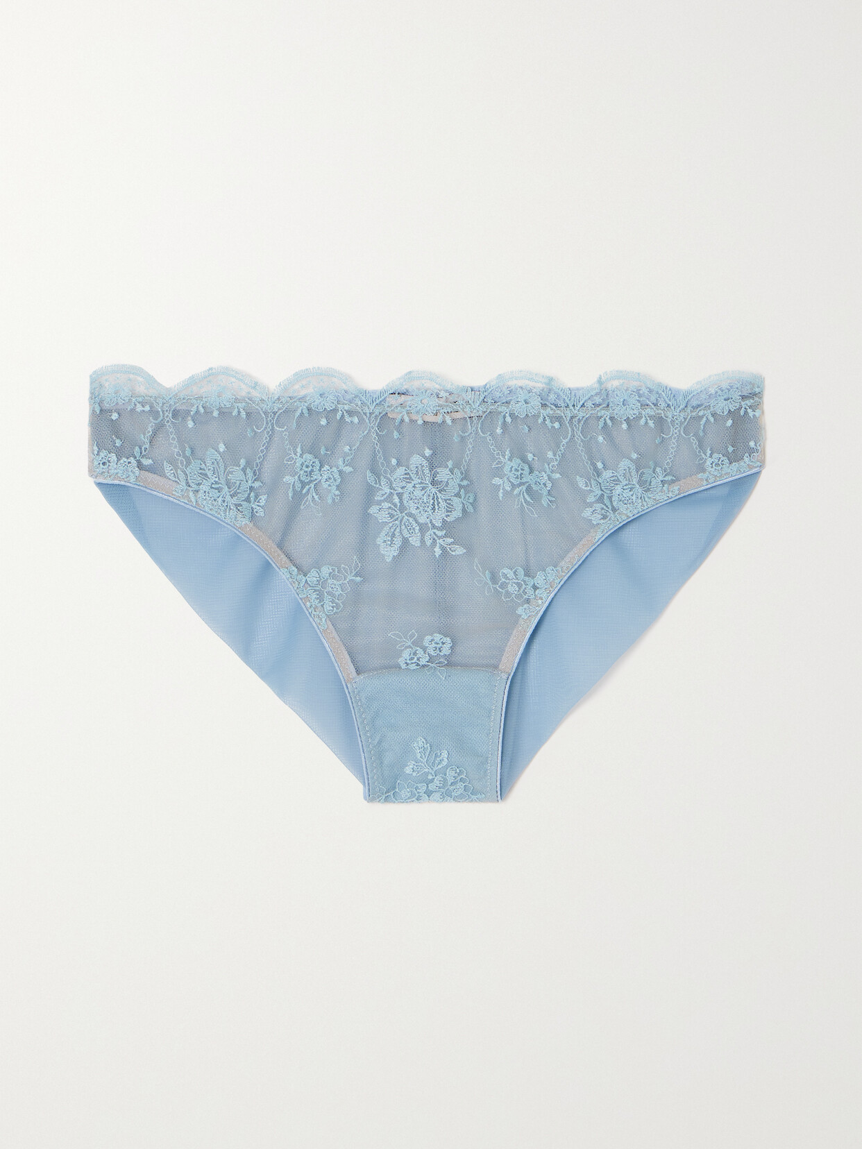 Id Sarrieri + Net Sustain Serendipity Embroidered Tulle Brazilian Briefs In Blue