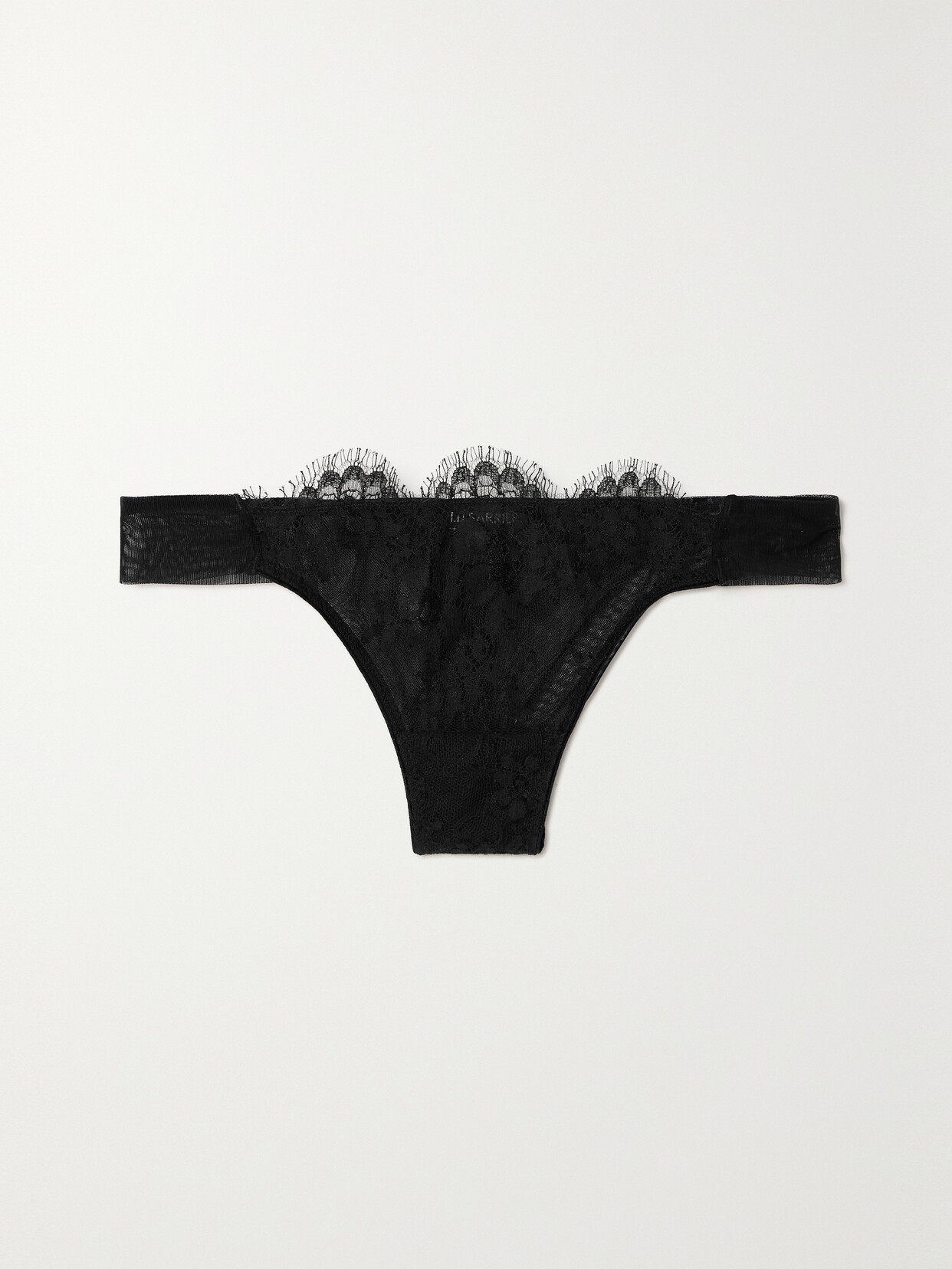 I.D. Sarrieri + Net Sustain Histoire Du Noire Tulle-trimmed Leavers Lace Thong - Black