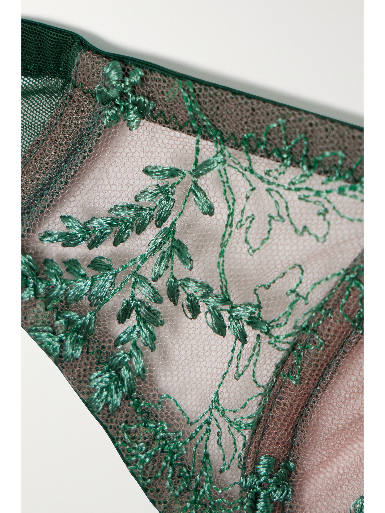 Shop Id Sarrieri + Net Sustain Siracusa Dream Satin-trimmed Embroidered Tulle Underwired Bra In Green