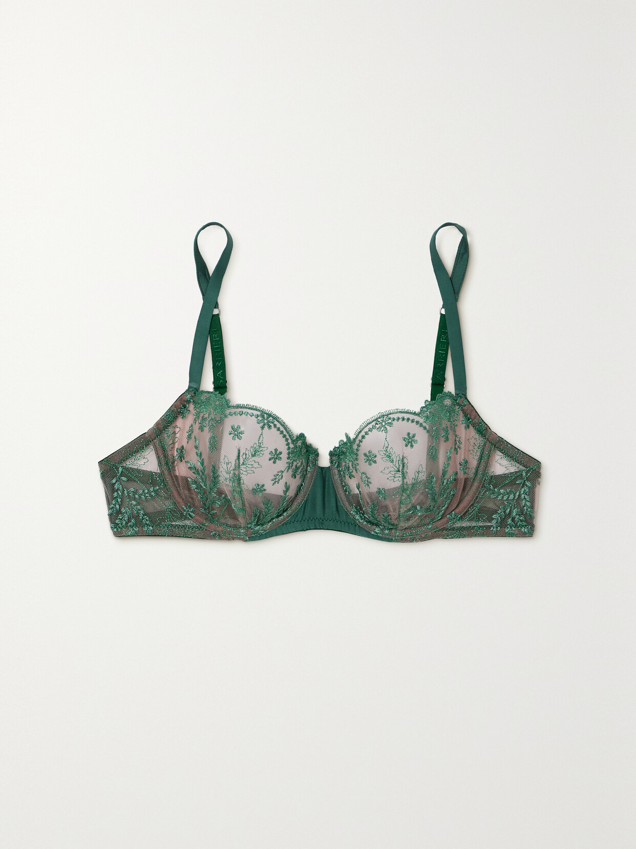 Id Sarrieri + Net Sustain Siracusa Dream Satin-trimmed Embroidered Tulle Underwired Bra In Green