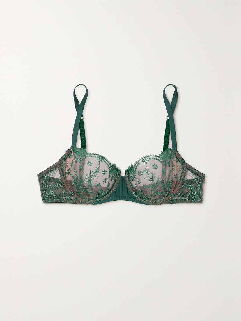 I.D. Sarrieri + Net Sustain Siracusa Dream Satin-trimmed Embroidered Tulle Underwired Bra