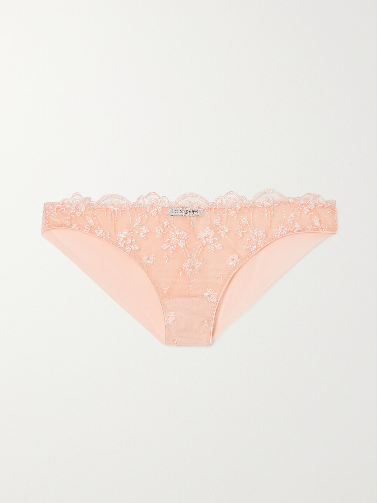 Id Sarrieri + Net Sustain Loulou Embroidered Tulle Brazilian Briefs In Pink