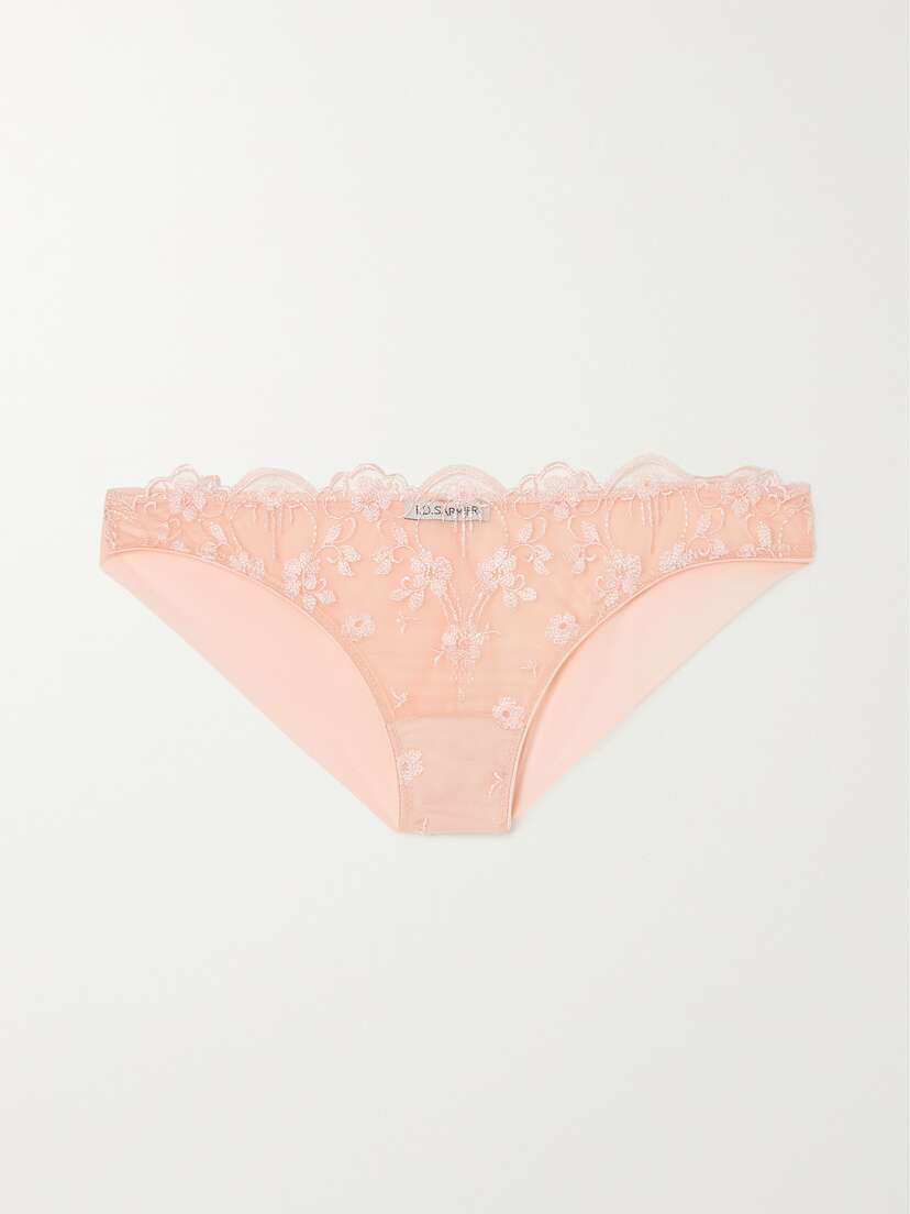 I.D. Sarrieri + Net Sustain Loulou Embroidered Tulle Brazilian Briefs