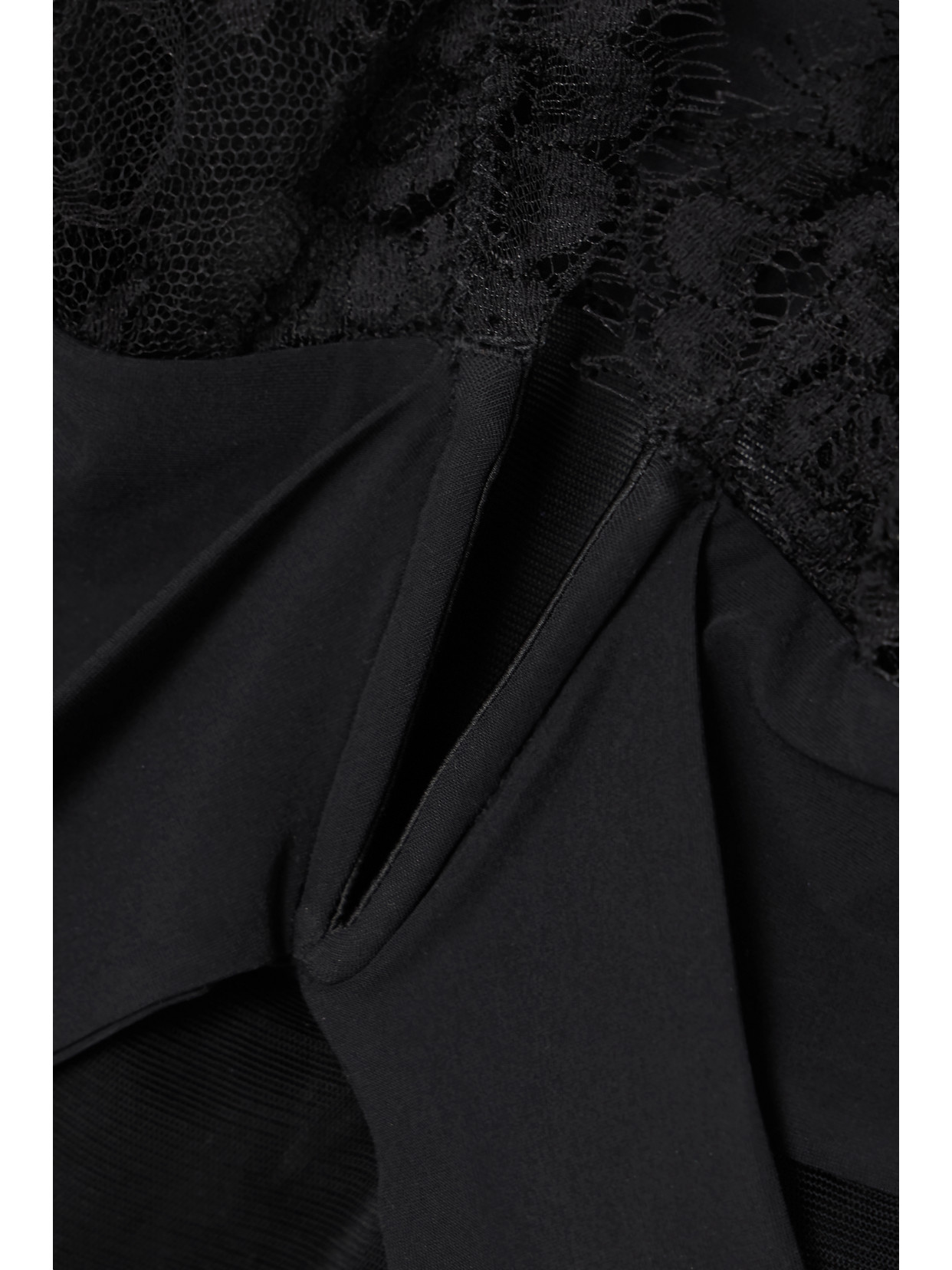 Shop Id Sarrieri + Net Sustain Histoire Du Noire Lace, Tulle And Stretch-jersey Bodysuit In Black