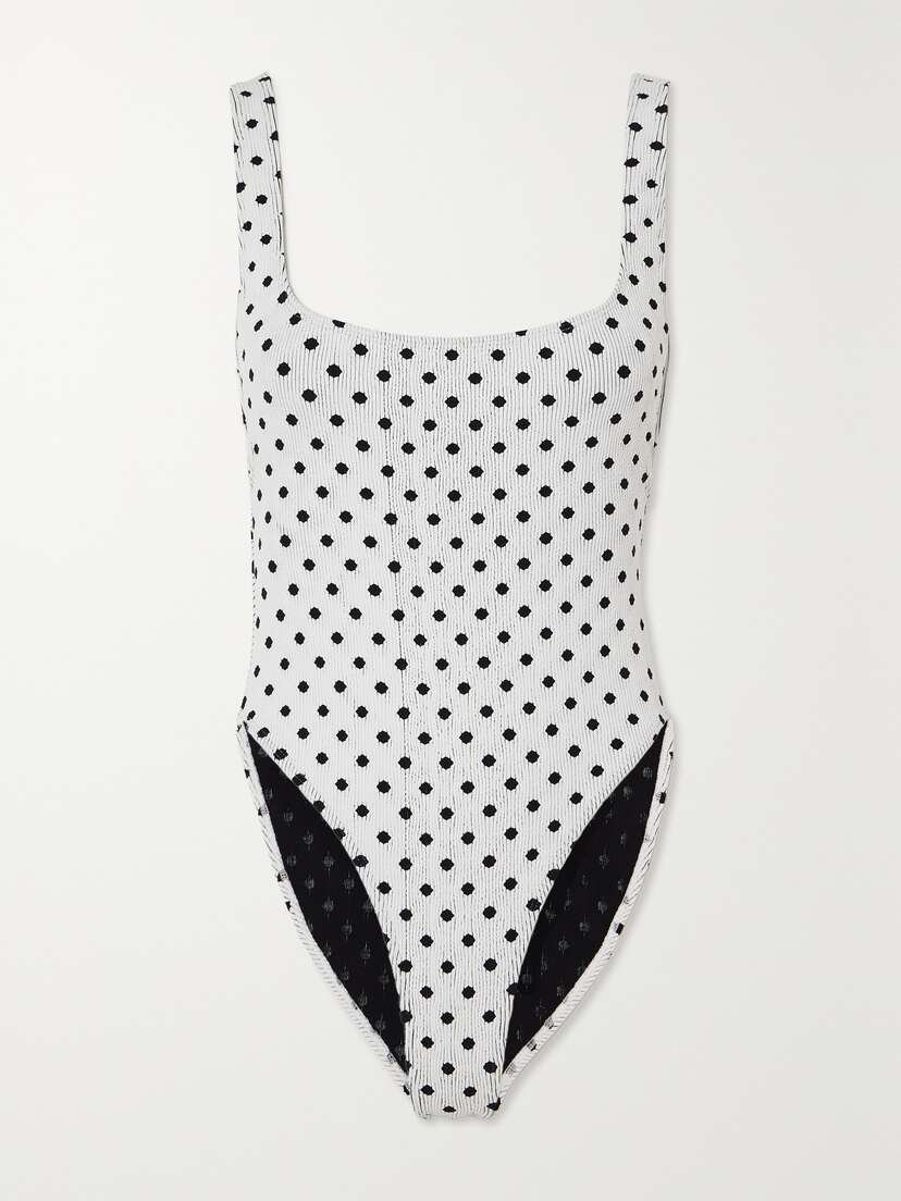 Leslie Amon Cindy Polka-dot Seersucker Swimsuit