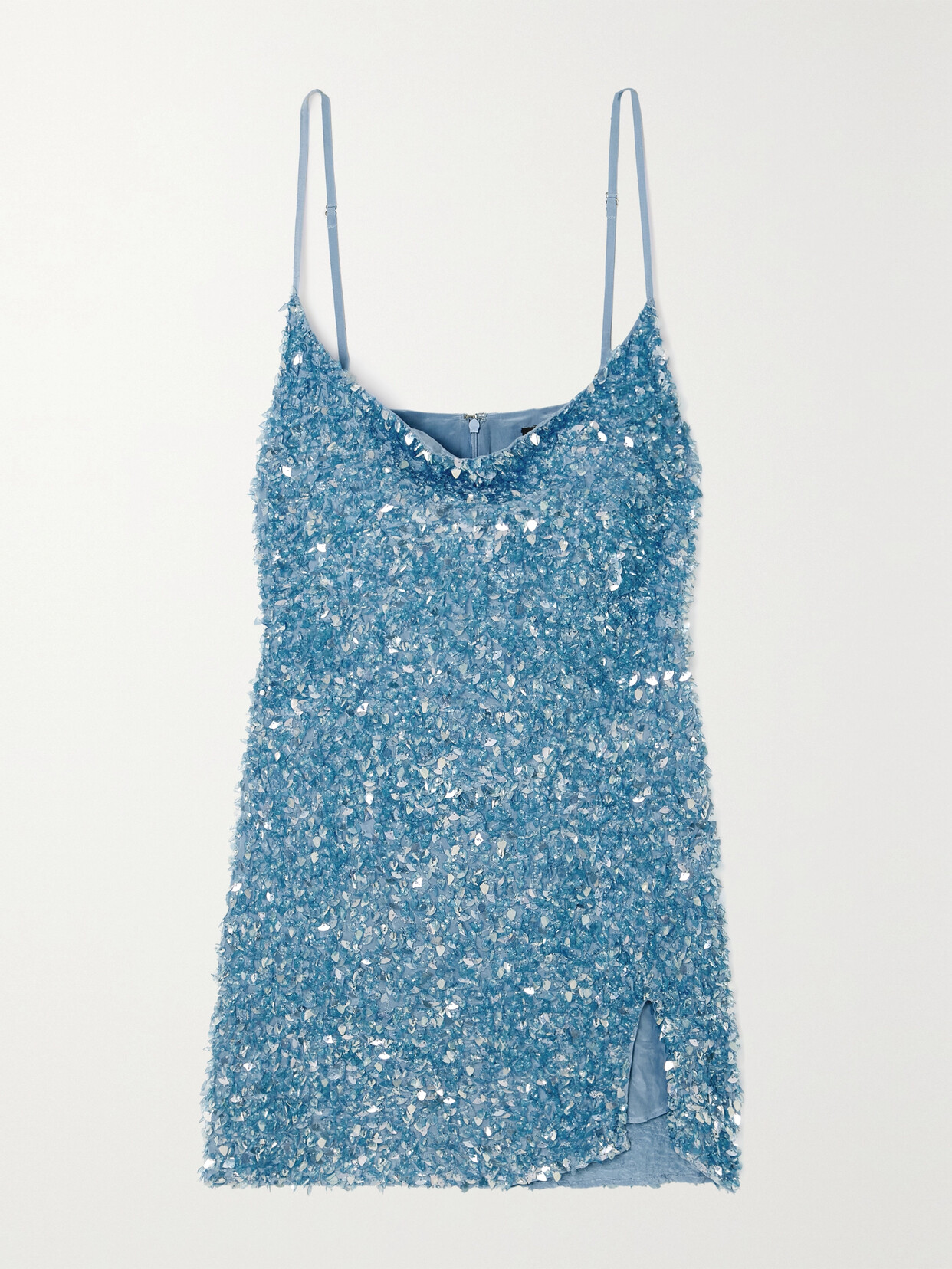 Leslie Amon - Romy Sequined Satin Mini Dress - Blue