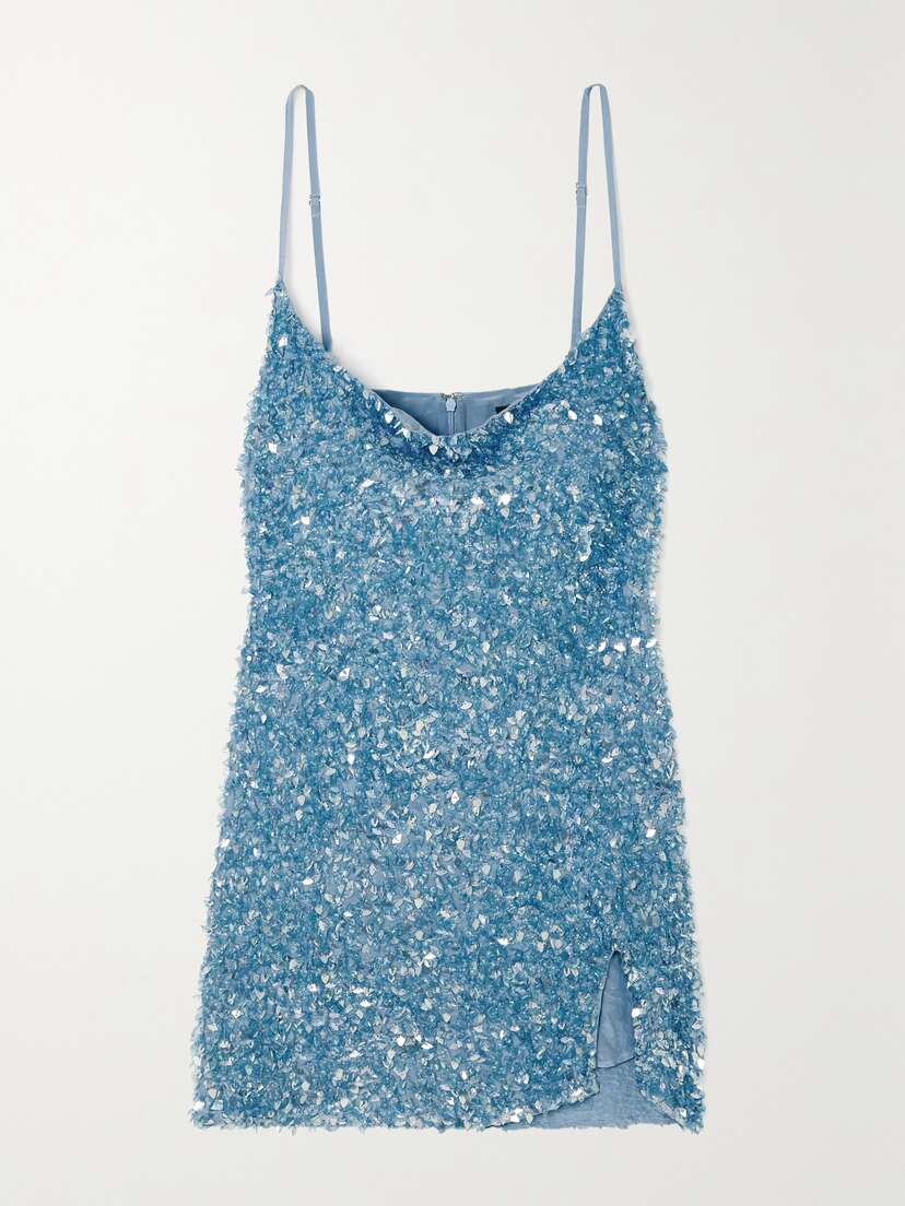 Leslie Amon Romy Sequined Satin Mini Dress - x large