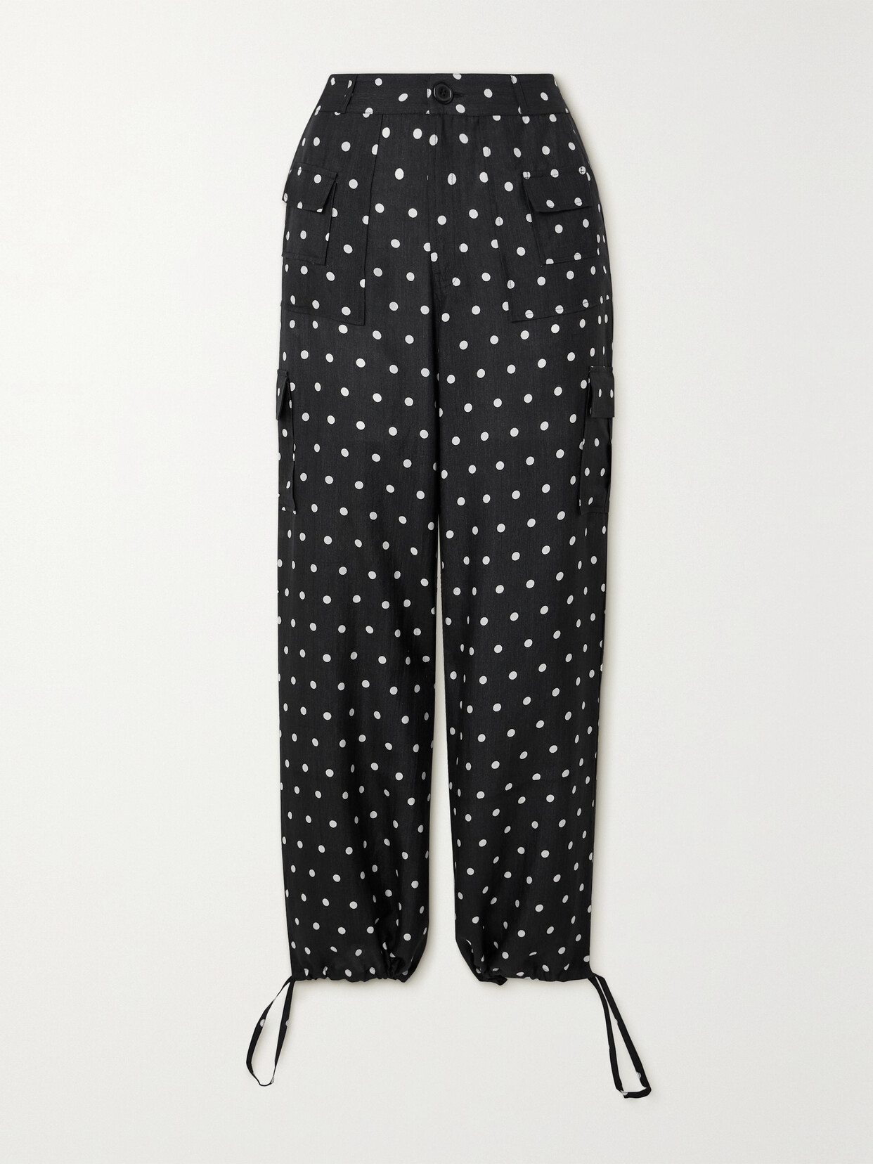Leslie Amon Polka-dot Modal And Silk-blend Pants - Black