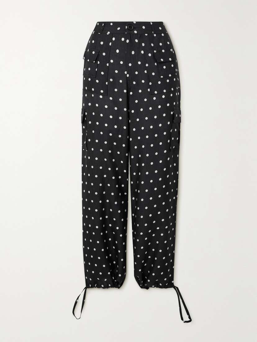 Leslie Amon Polka-dot Modal And Silk-blend Pants