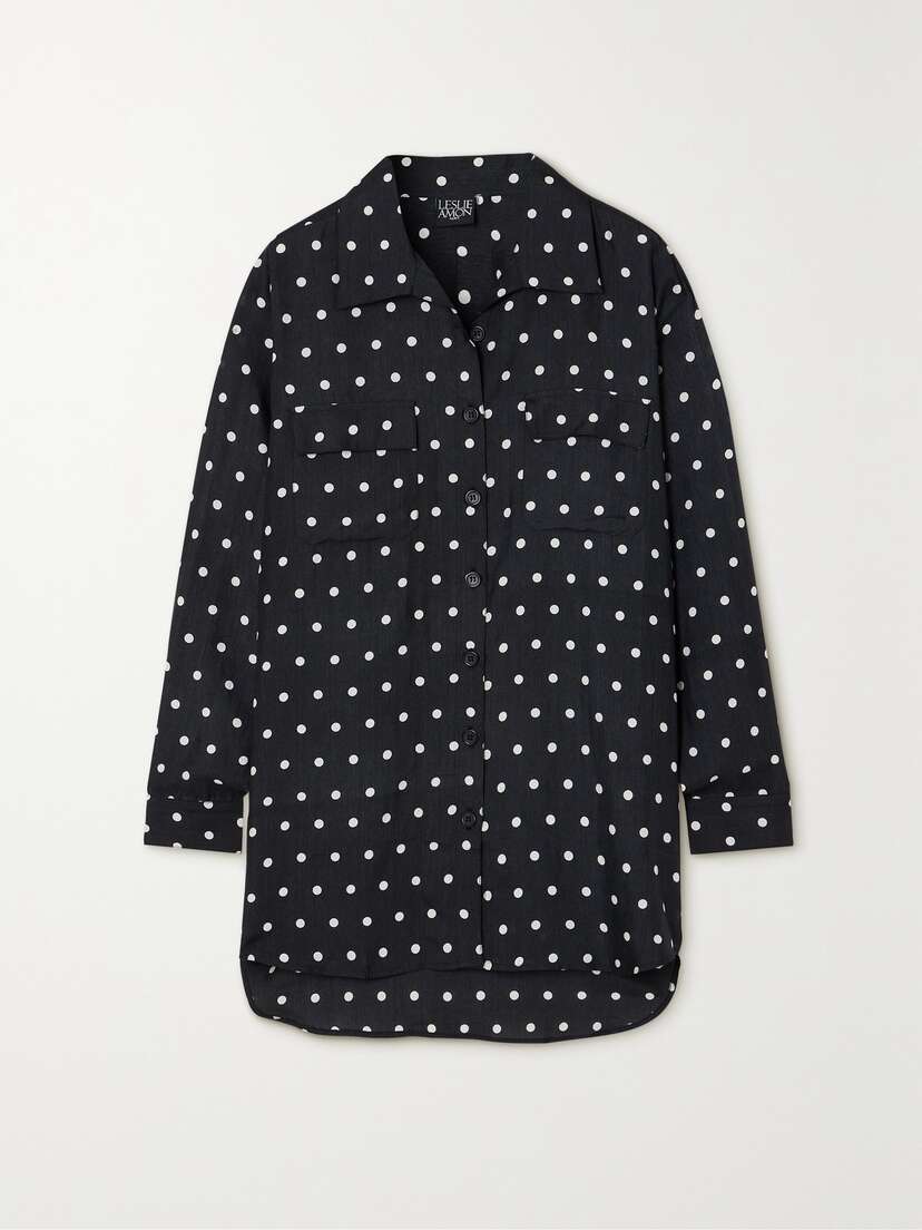 Leslie Amon Timeless Polka-dot Modal And Silk-blend Shirt