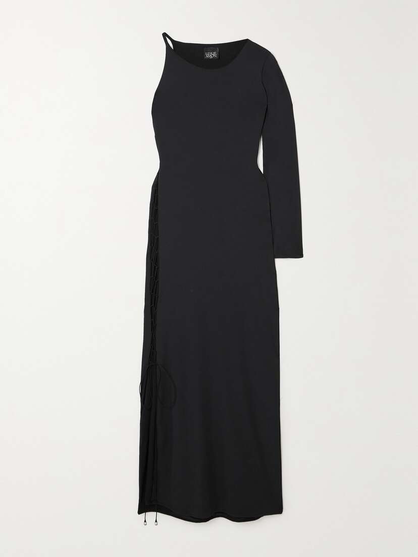 Leslie Amon Allegra One-sleeve Tie-detailed Stretch-jersey Maxi Dress