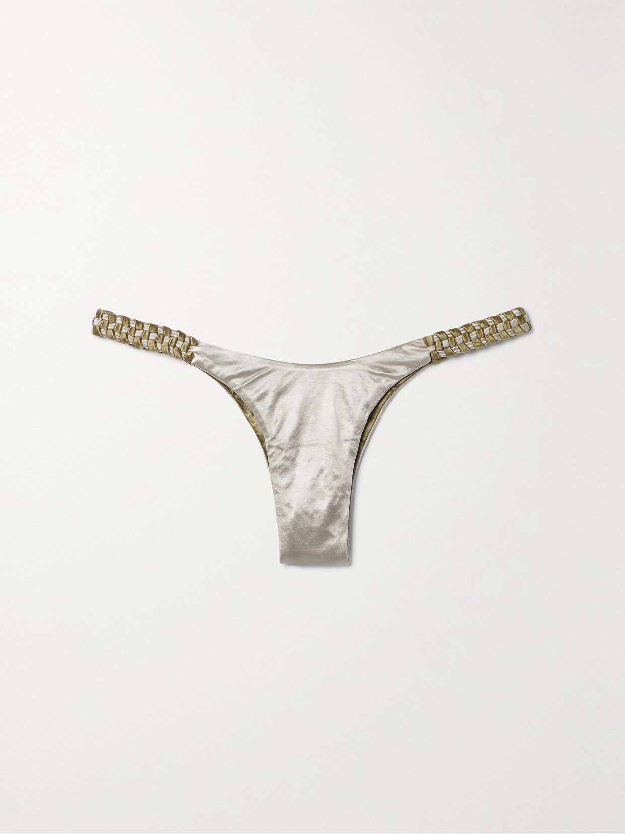 Isa Boulder - Highweave Metallic Woven Stretch-satin Bikini Briefs - Silver