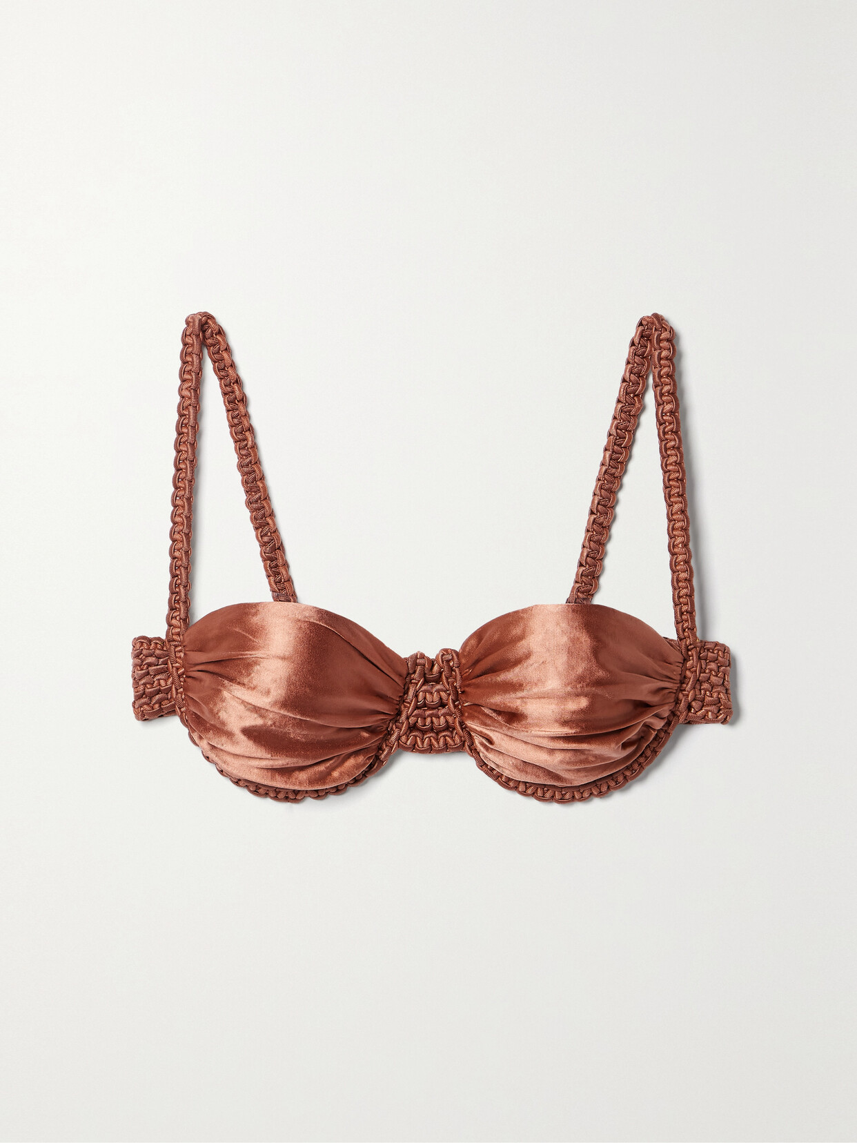 Isa Boulder Twin Reversible Ruched Metallic Stretch-satin Underwired Bikini Top - xx large