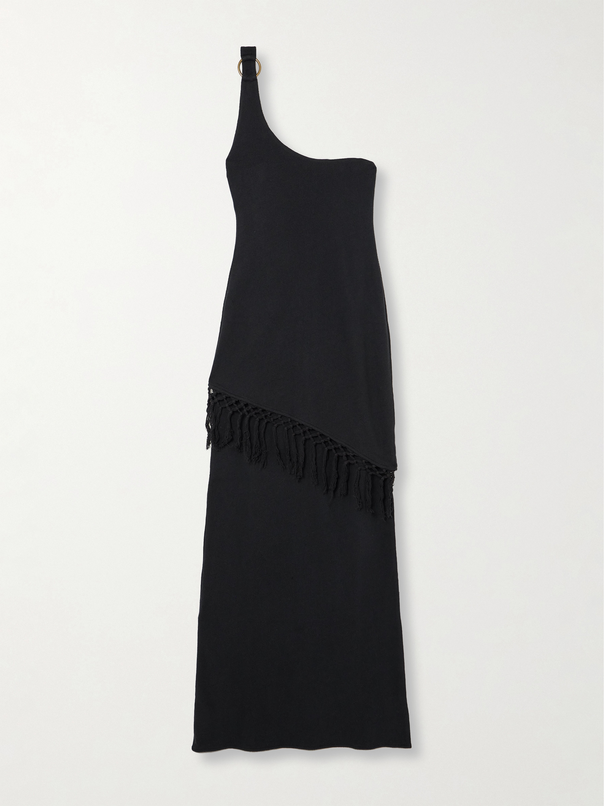 Savannah Morrow The Label + NET SUSTAIN Saanj one-shoulder fringed organic cotton maxi dress thumbnail