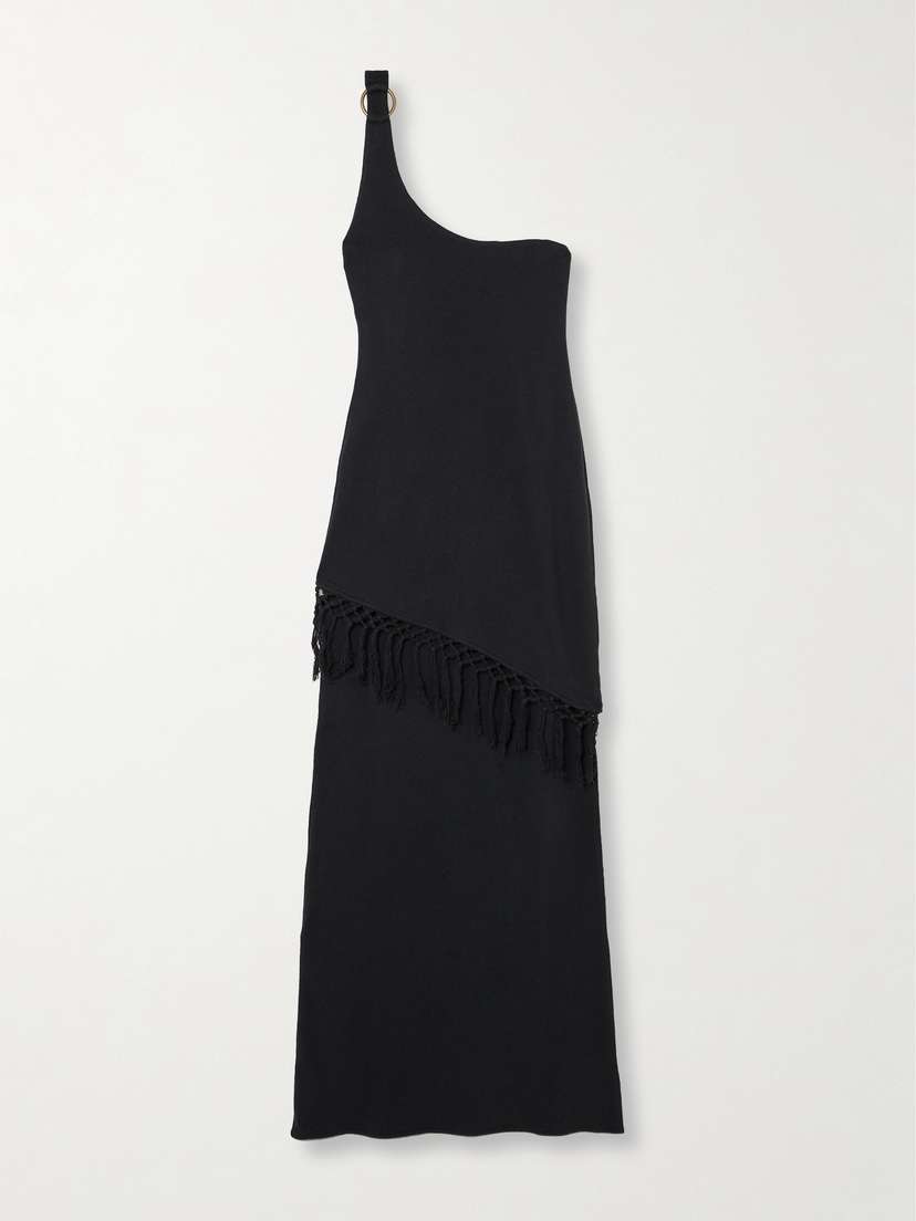 Savannah Morrow The Label + Net Sustain Saanj One-shoulder Fringed Organic Cotton Maxi Dress