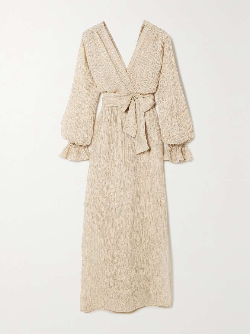 Savannah Morrow The Label + Net Sustain Mahria Belted Linen And Cotton-blend Maxi Dress