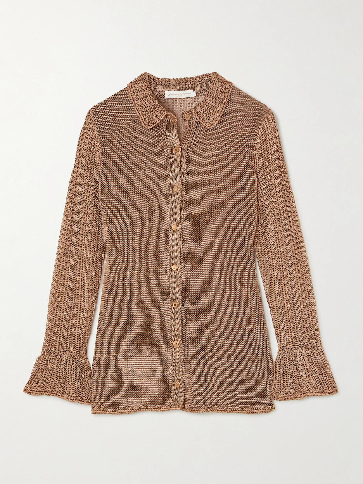 Savannah Morrow The Label + Net Sustain Rajasthan Metallic Crocheted Shirt - Neutrals