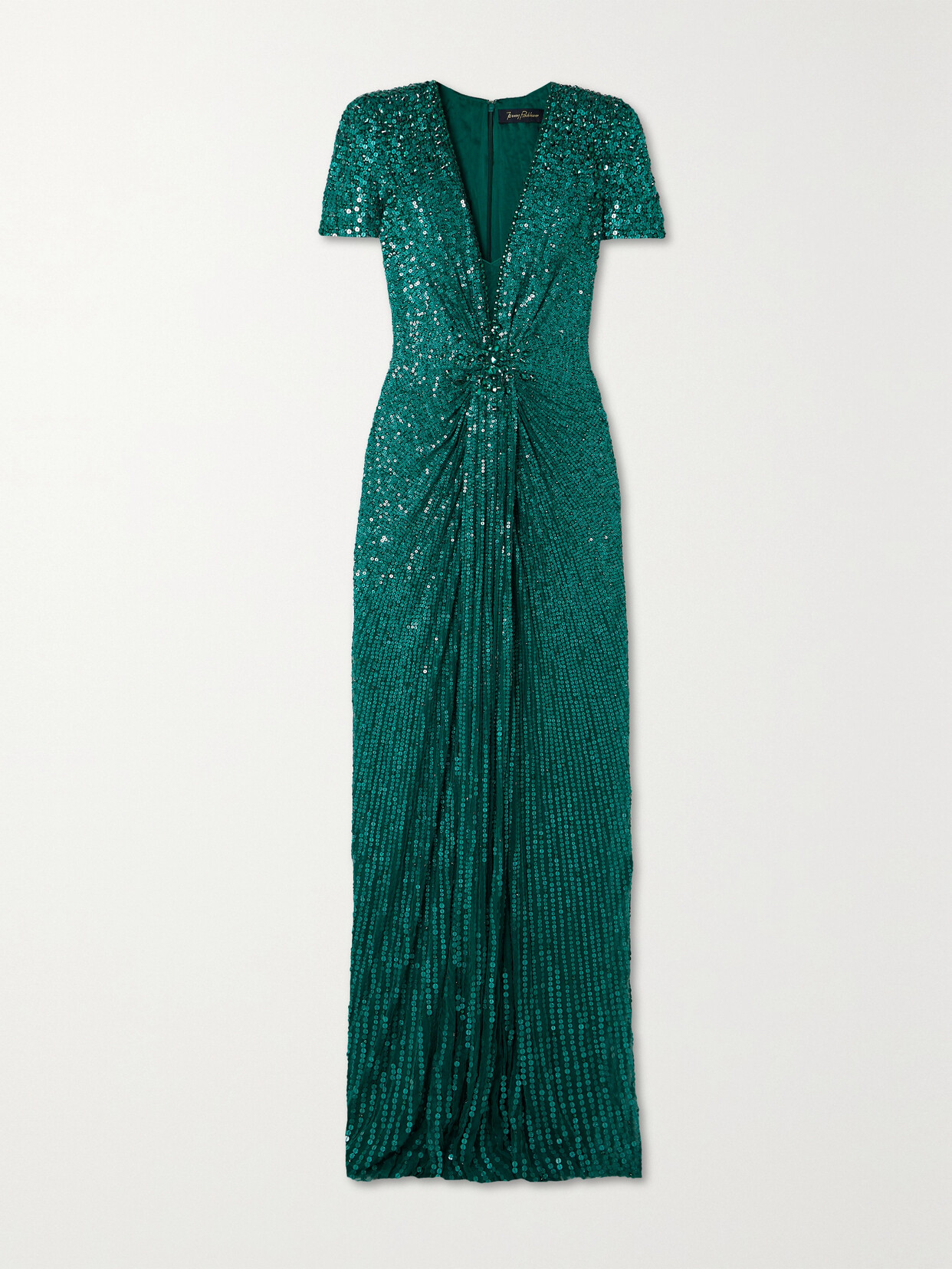 Shop Jenny Packham Momoka Embellished Sequined Tulle Gown In Green