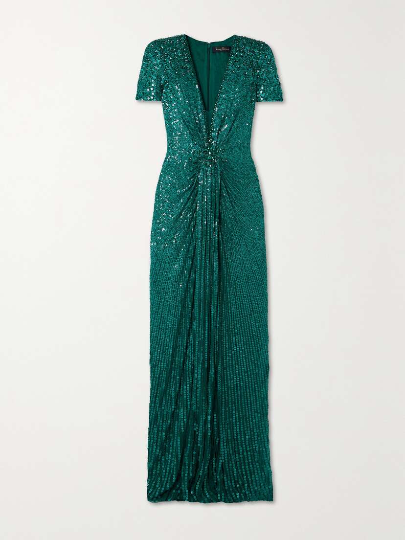 Jenny Packham Momoka Embellished Sequined Tulle Gown - UK 18