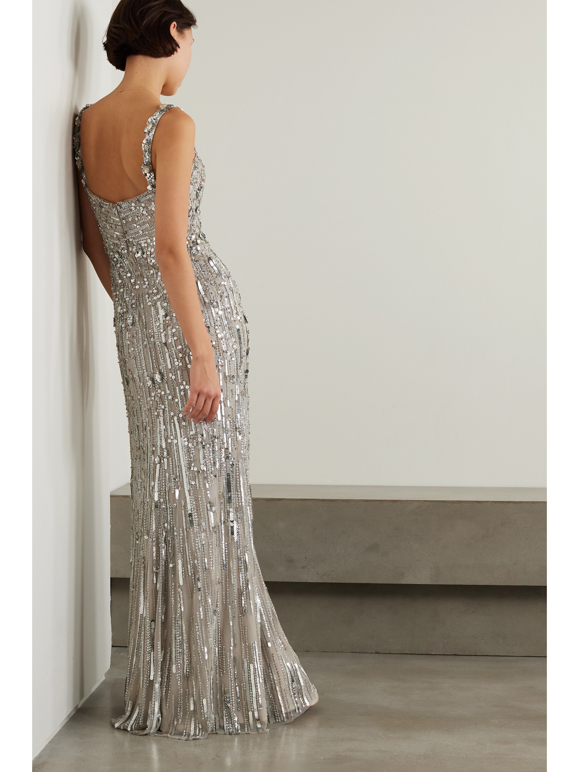 Jenny Packham Bright Gem embellished sequined tulle gown
