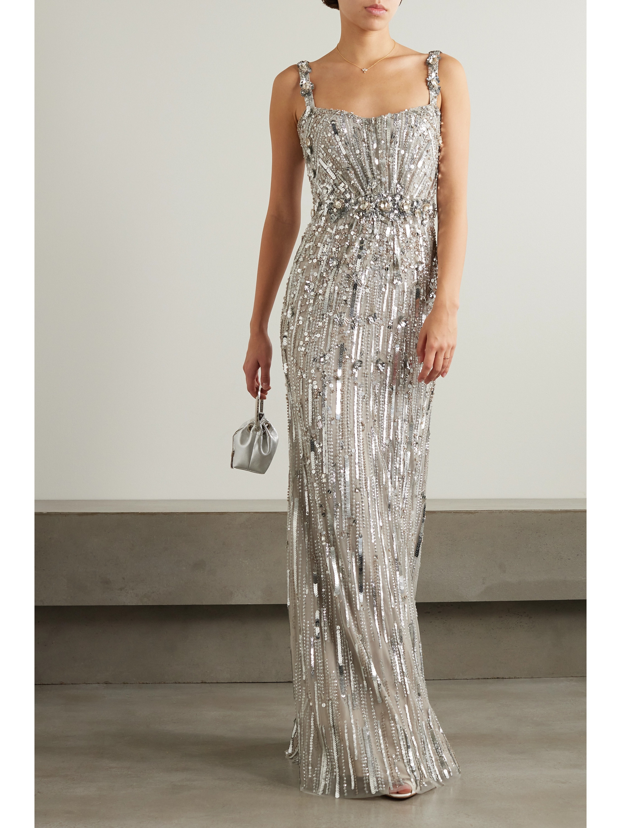 Jenny Packham Bright Gem embellished sequined tulle gown