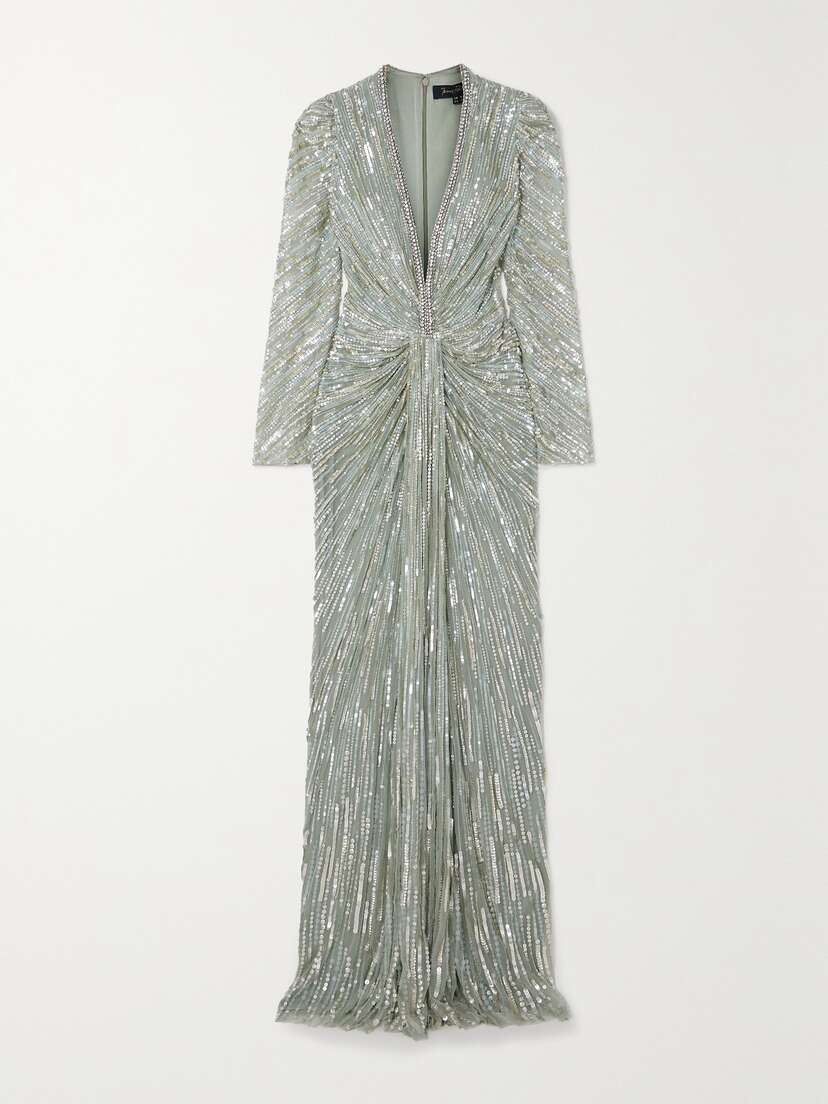 Jenny Packham Darcy Crystal-embellished Sequined Tulle Gown - UK 20