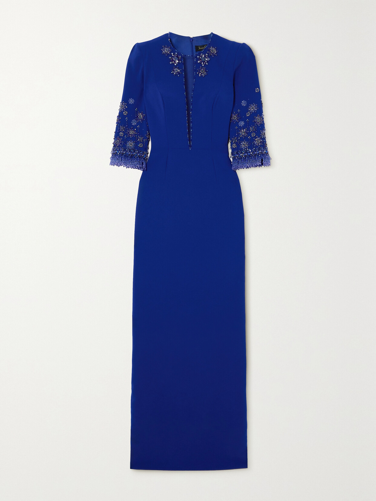 Jenny Packham Sandrine Rhinestone-embellished Maxi Dress In Blue