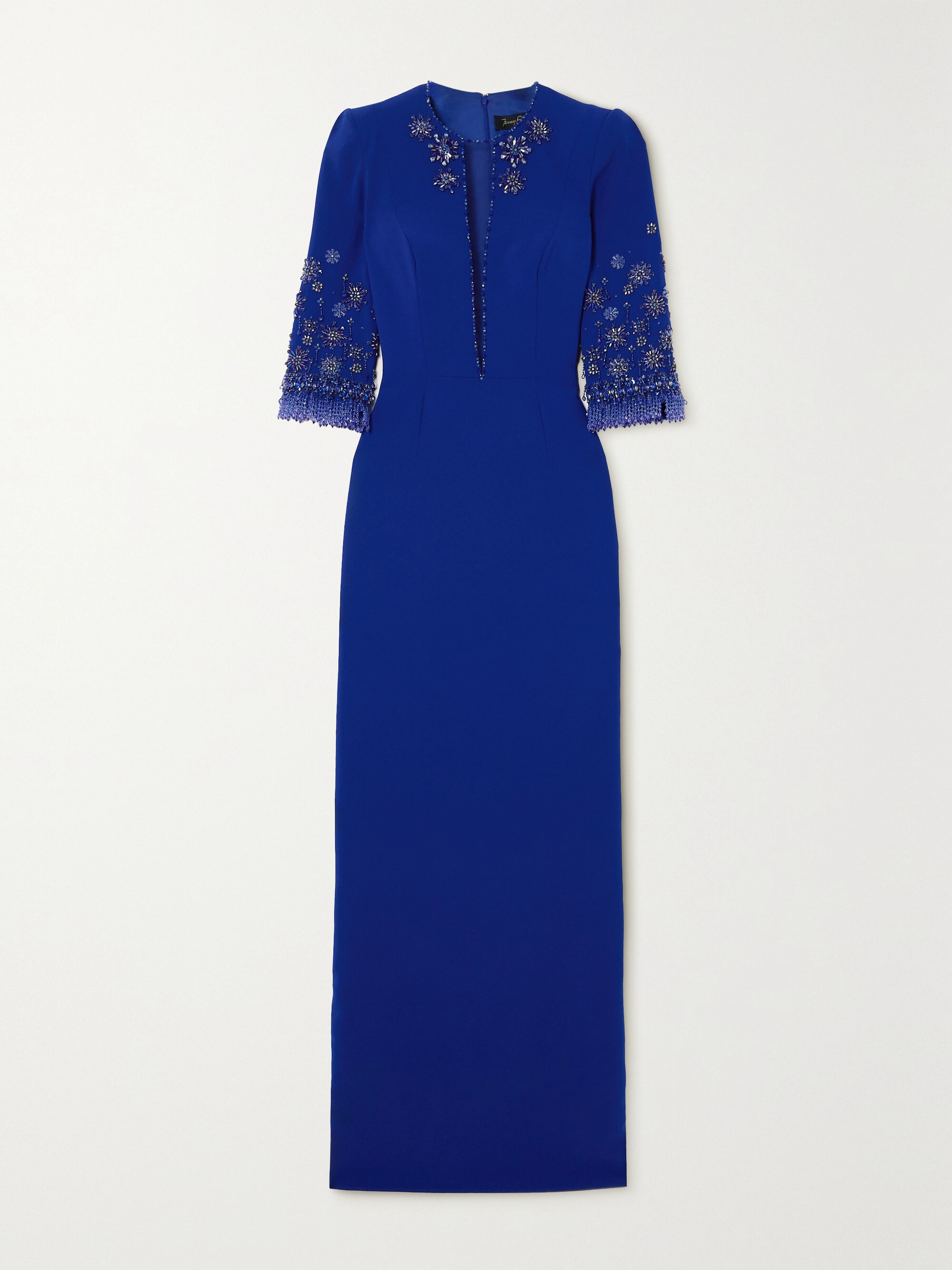 Jenny Packham Sandrine embellished cutout cady gown thumbnail